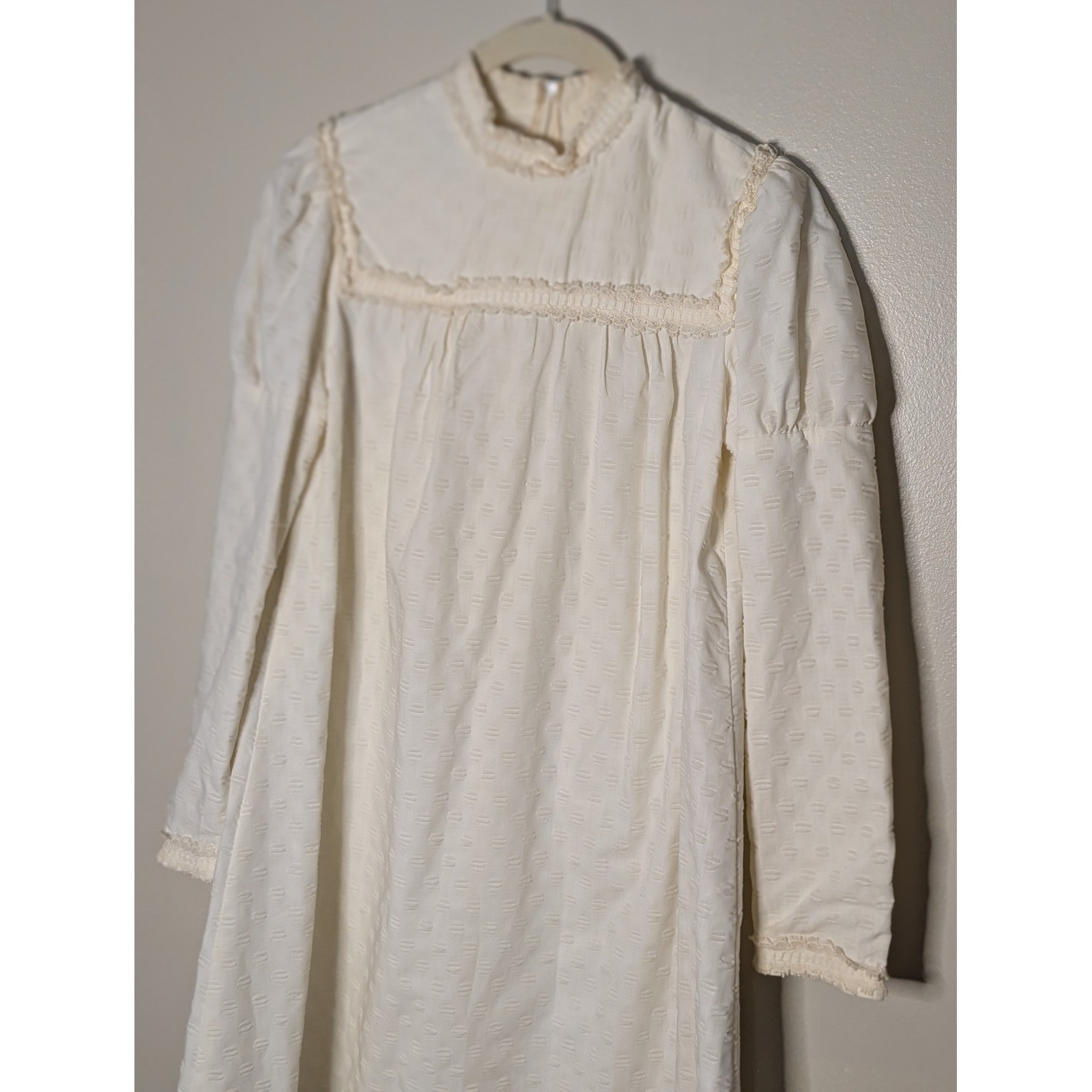 Vintage Penneys Hawaii Cream Lace Trim Maxi Dress Victorian Prairie Cottagecore