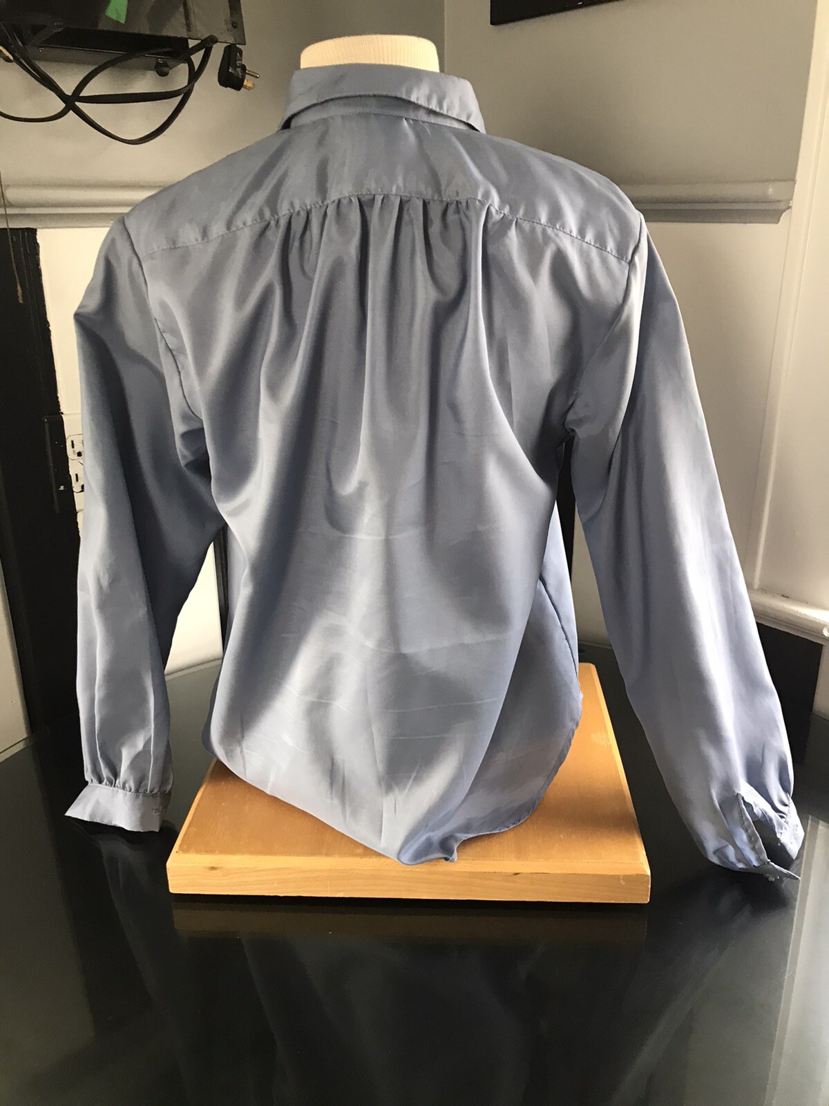 Vintage 1970s YOU BABES Button Light Blue Long Sleeve Women Top Shirt