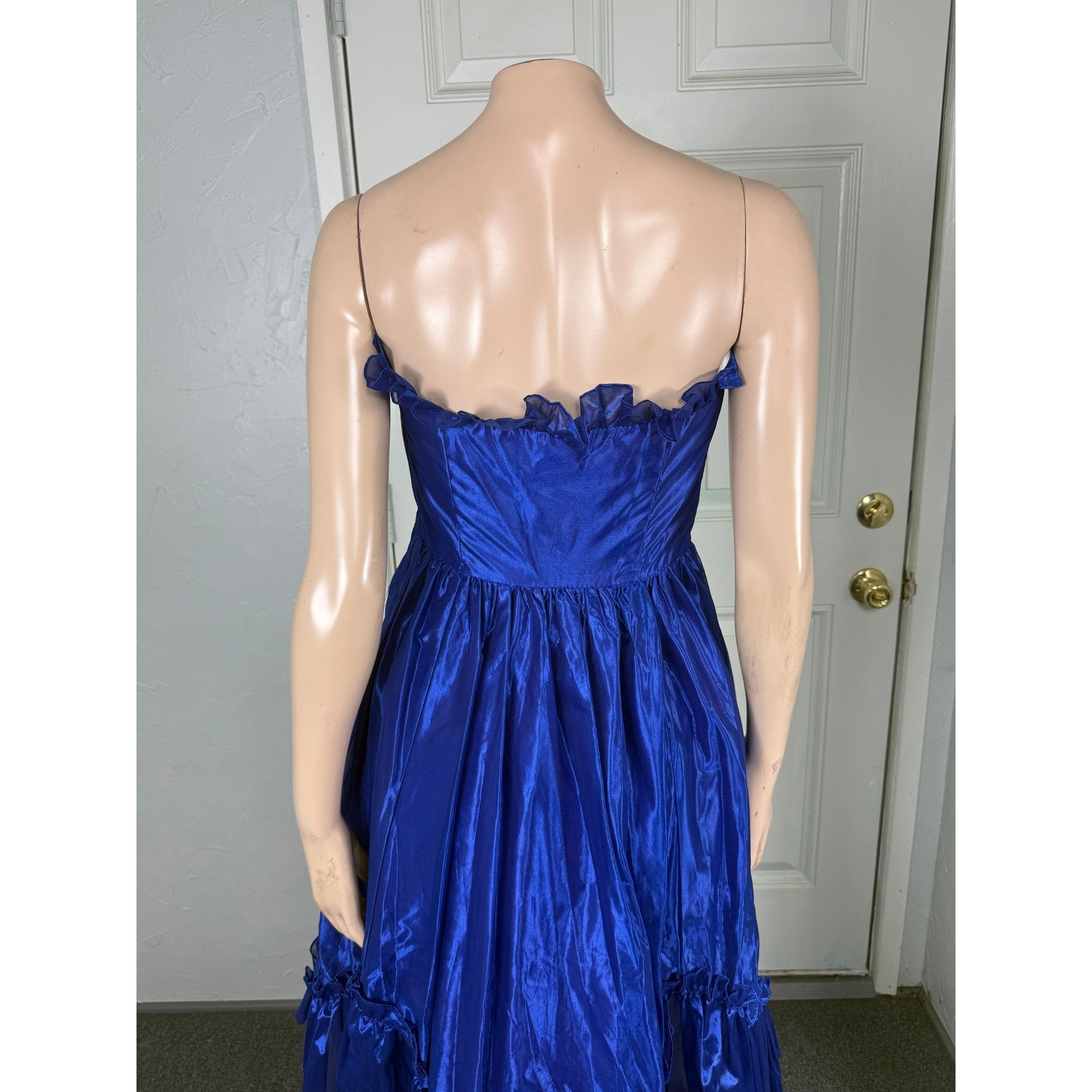 Vintage 80s Moments Prom Dress Formal Evening 7 Party Strapless Ruffle Fairy HH8