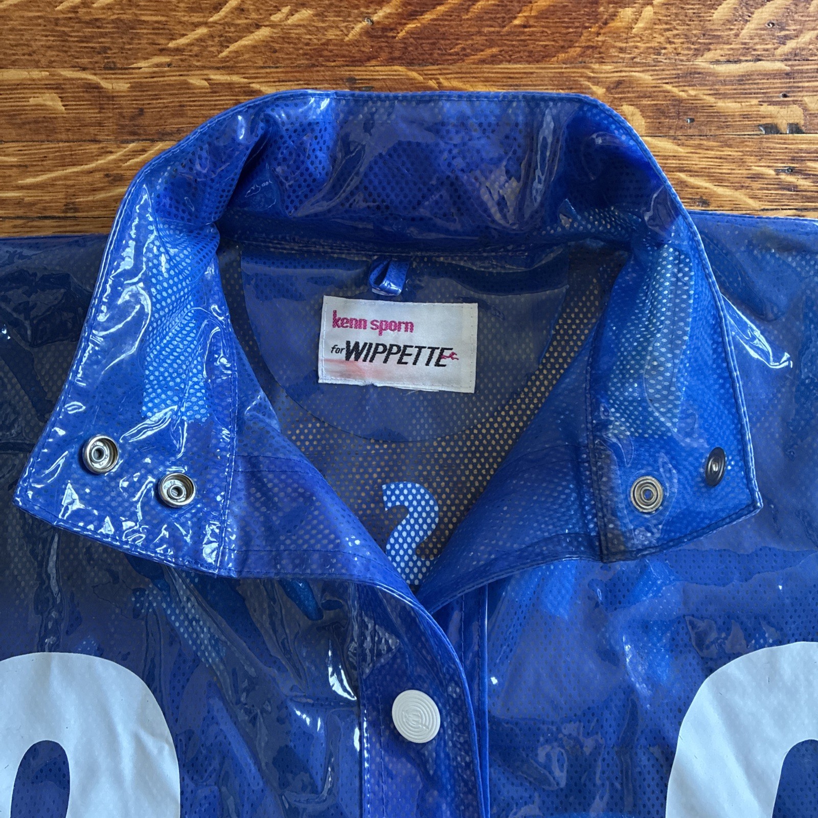 VTG RARE Kenn Sporn for Wippette Jersey Varsity Vinyl Raincoat Festival Rave