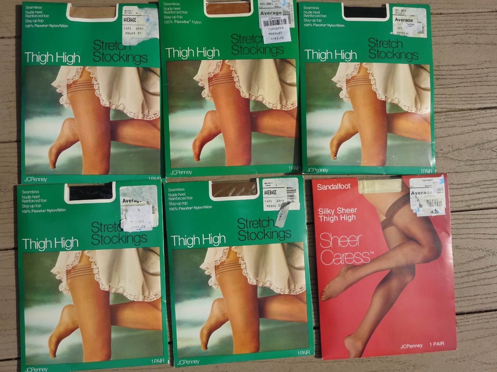 8 VTG NEW Sealed JC Penney Thigh High Stretch Stockings Average Assorted Colors