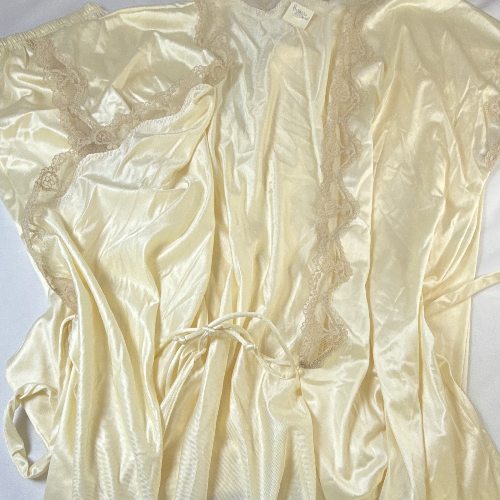 VTG 70s Henson Kickernick Nylon Pajama Set Short Peignoir Wrap Top Pants 34 -A14
