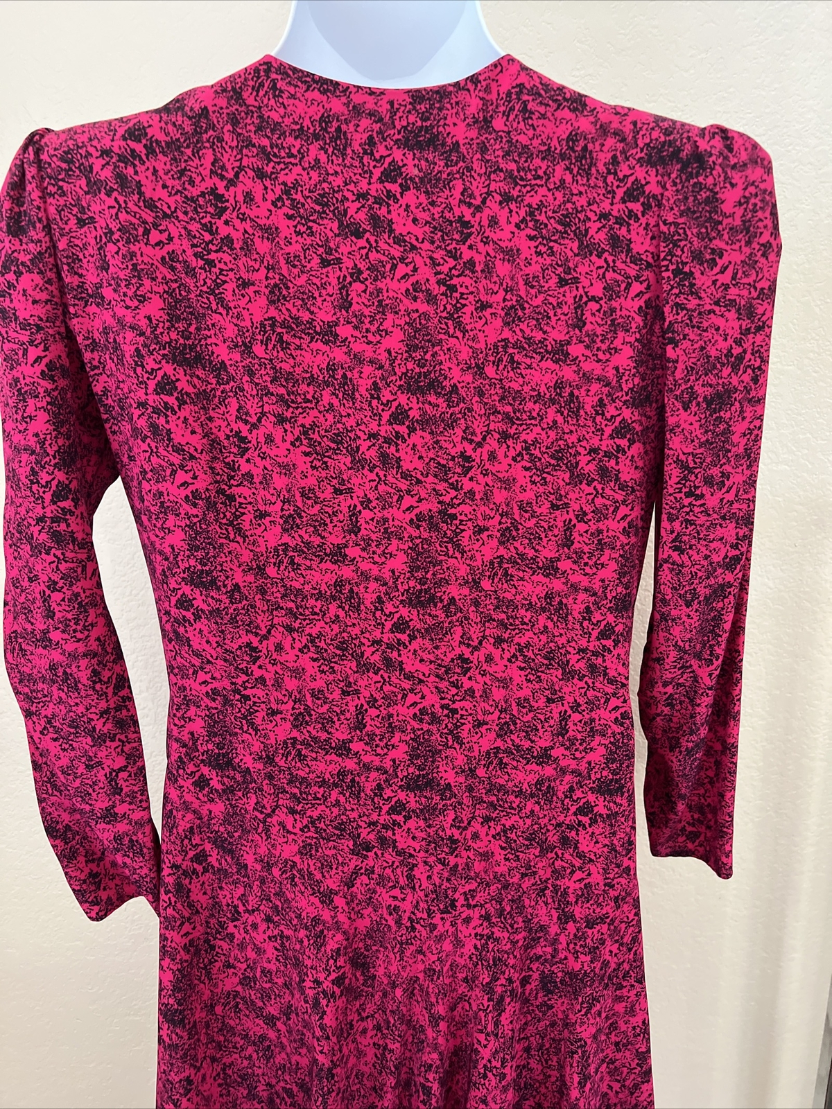 JERRY REGENBOGEN Vintage Silk Fuschia Black Wrap Dress Size 14