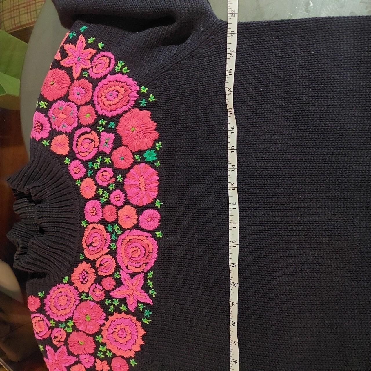 Vintage 100% cotton Ann Taylor black, pink, red, orange, and green thick sweater