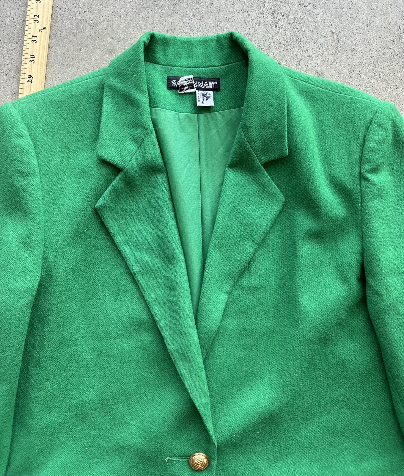 Vintage Savannah 100% Pure Wool Green Gold Button St. Patrick’s Day Blazer Sz 12
