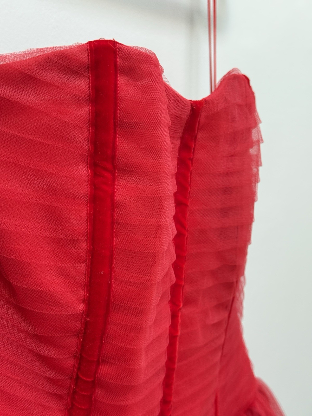 Vtg Red Tulle Poofy Dress Hi Low 50s Style Y2K Party Prom XS/S Christie Helene*