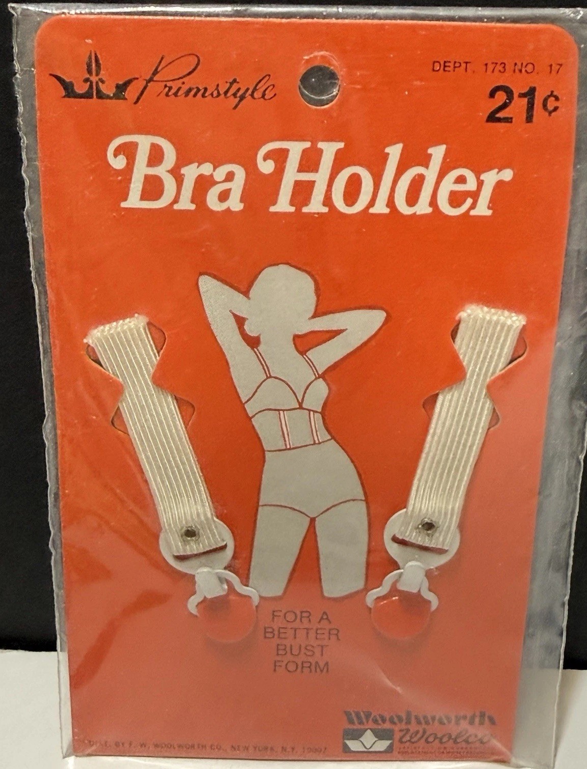 Vintage Primstyle Bra Holder by F.W. Woolworth/Woolco 2 pc. NEW ~ NOS (2 avail.)