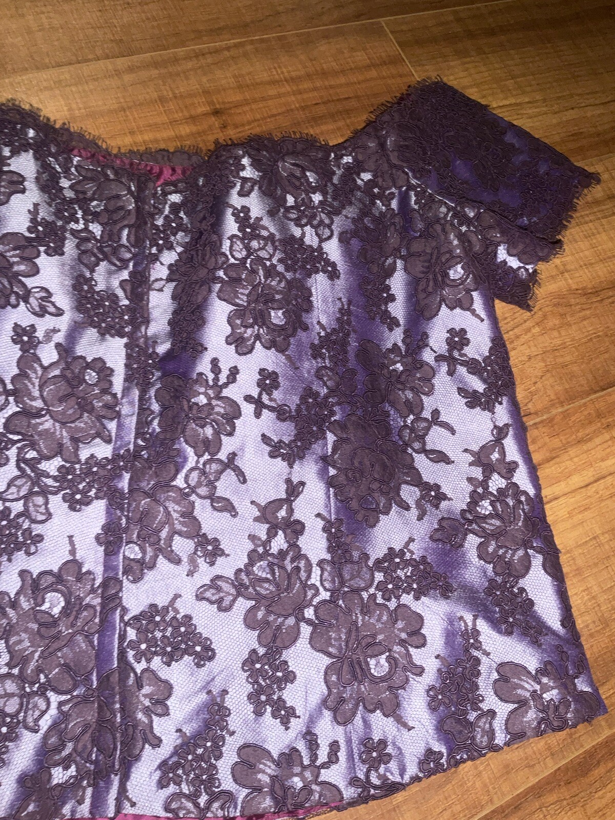 Vintage Modern Trousseau Purple 80s Silk Chiffon Open Shoulder Evening Crop Top