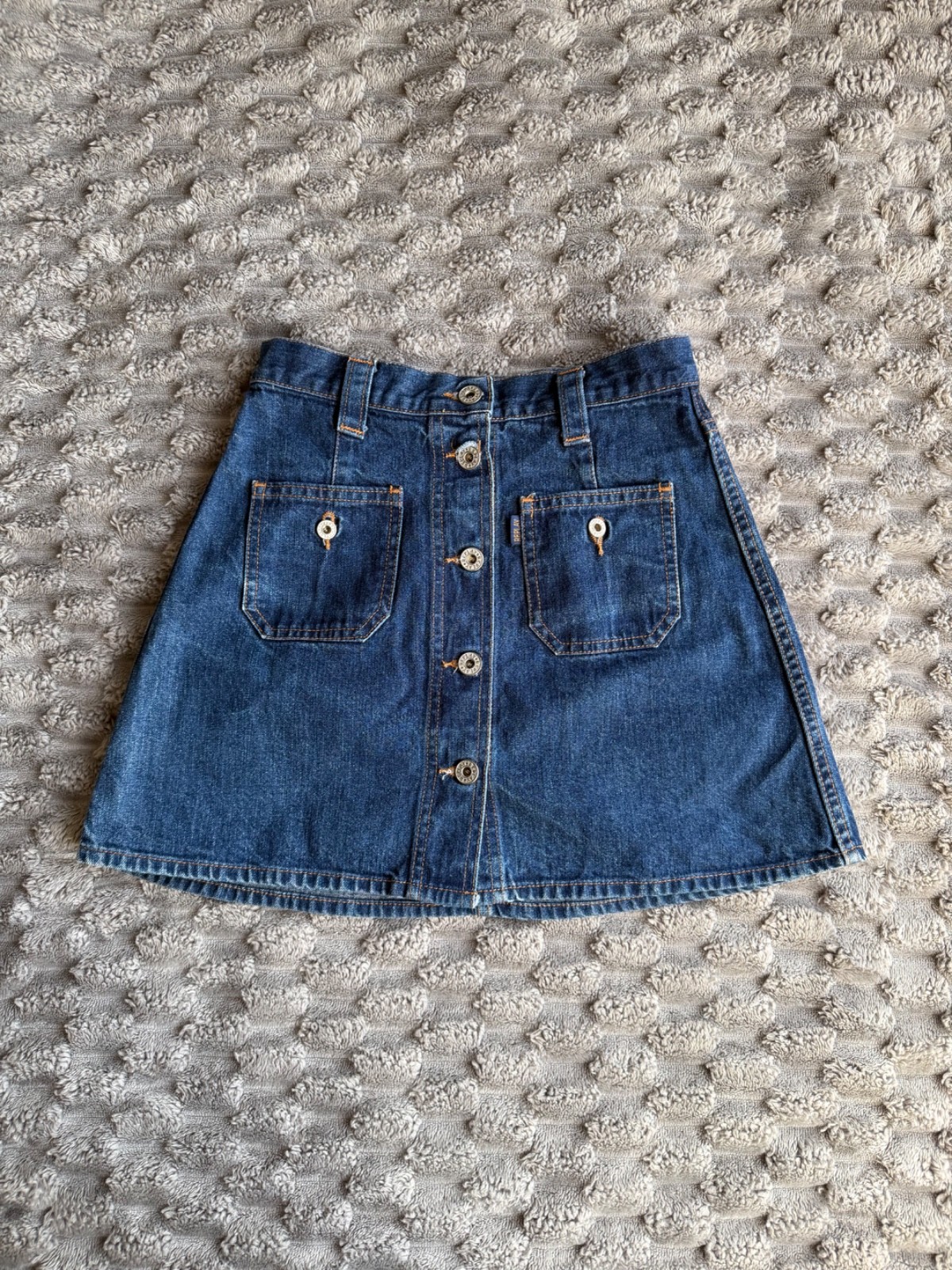 Vintage Replay Blue Jeans Denim Skirt with Button Front