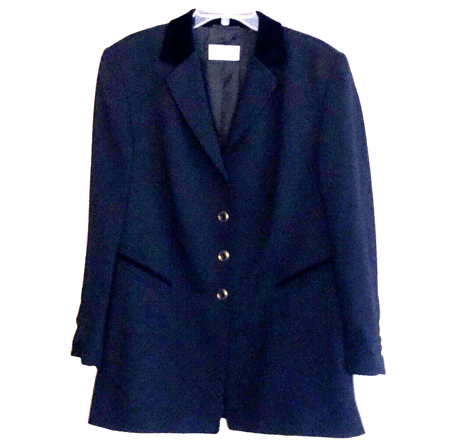 Basler Wool Blend Jacket Womens Sz 16 Black Velvet Trim Ivy League Elegant