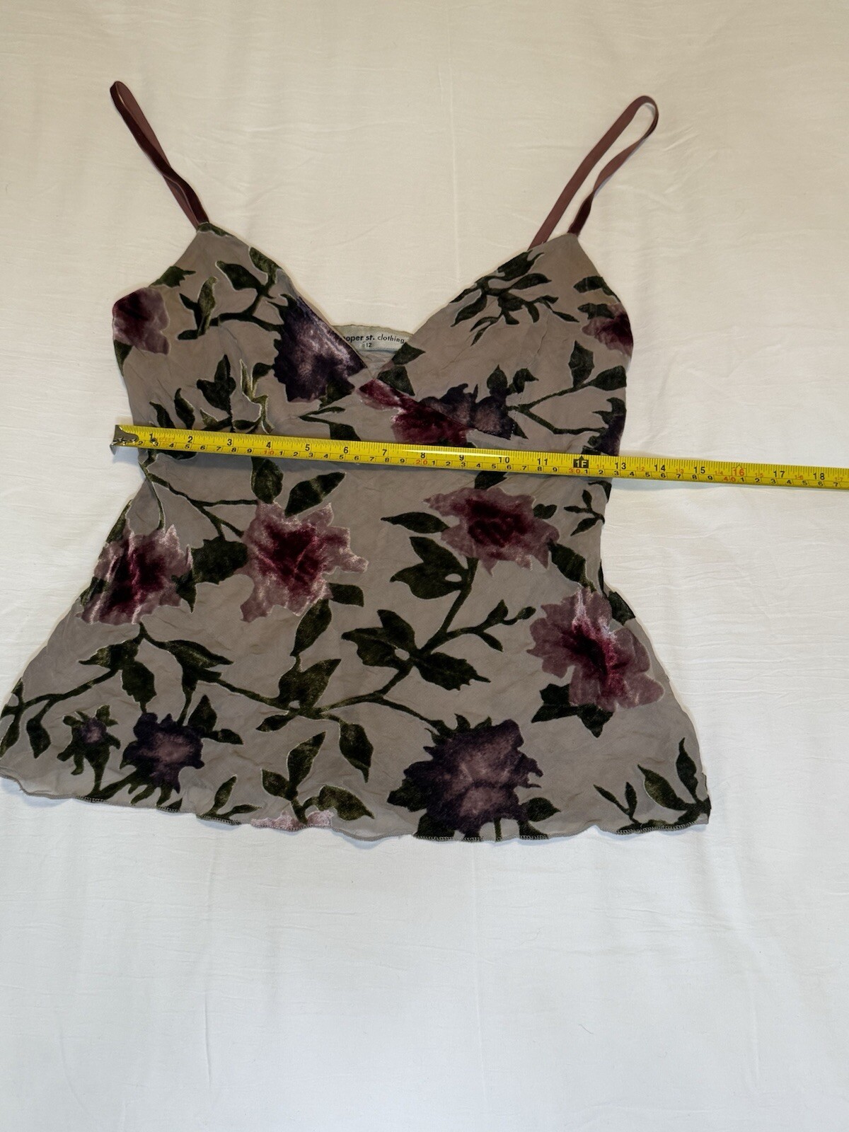 Cooper St Women’s VINTAGE Sheer Camisole With Gorgeous Velvet Flower &. Details