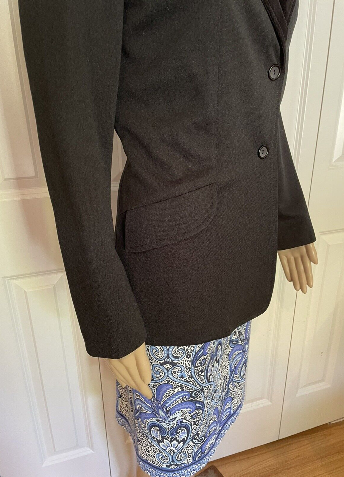 Vintage 70s/80s Marty Gutmacher 14 Black Poly Velvet Collar Blazer Jacket, USA