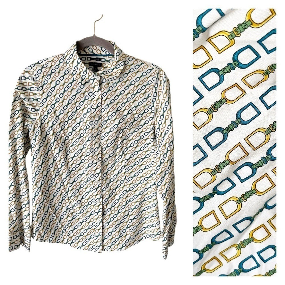 Talbots Top Women’s 6 Horse Bit Button Down Equestrian Preppy Old Money