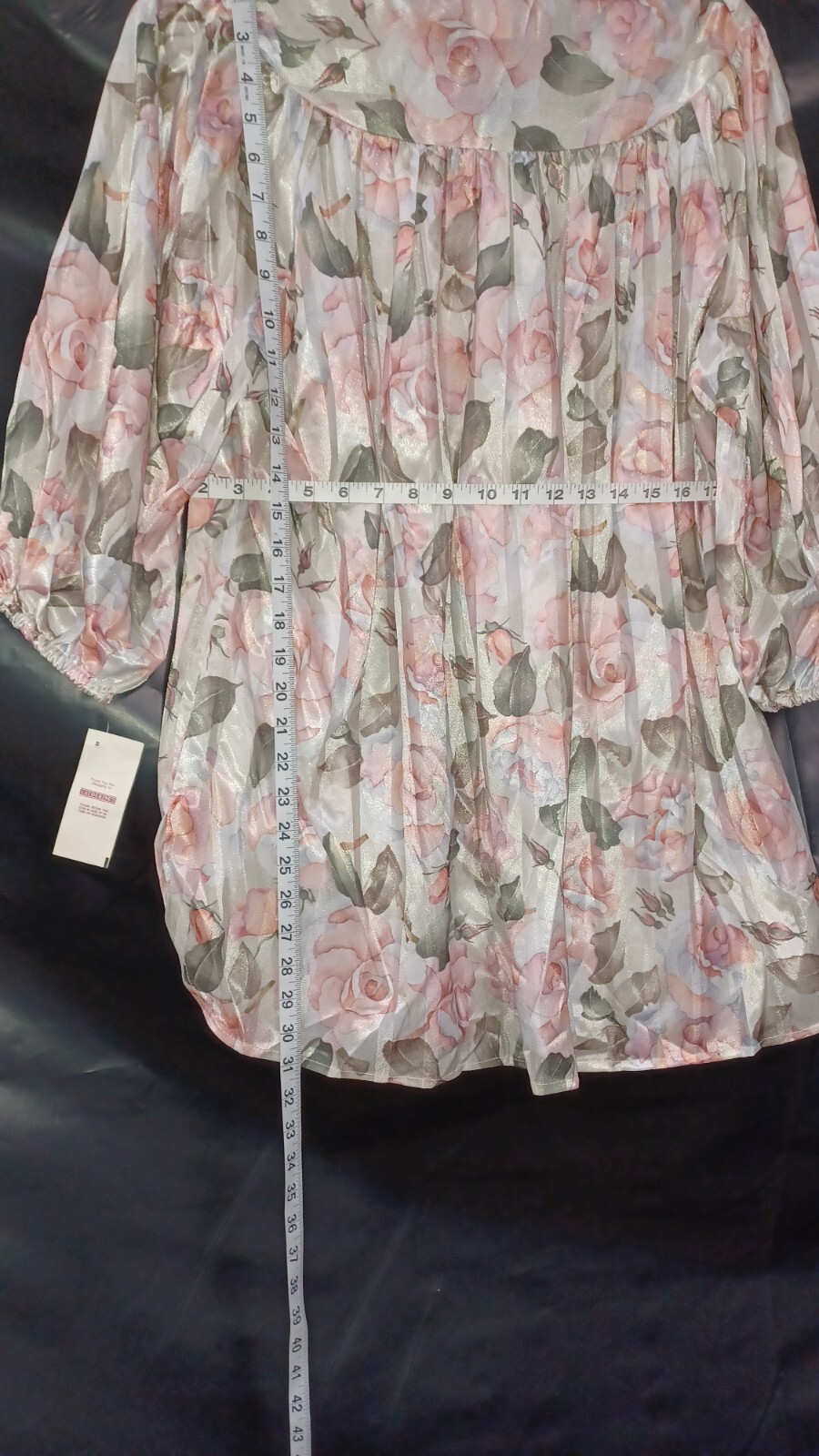 Vintage Top Notch 3 Button Peach Pink Unique 3/4 Sleeve Top 18 Blouse floral NWT