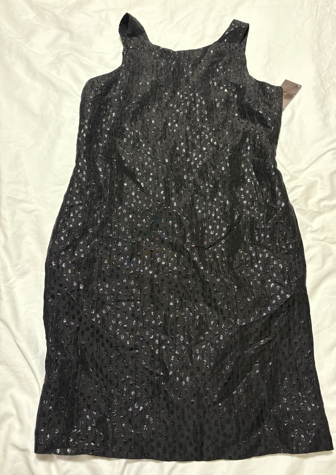 Vtg 1997 Víctor Alfaro Silk Linen Metallic Polka Dot Cocktail Dress Sz 8 NWT