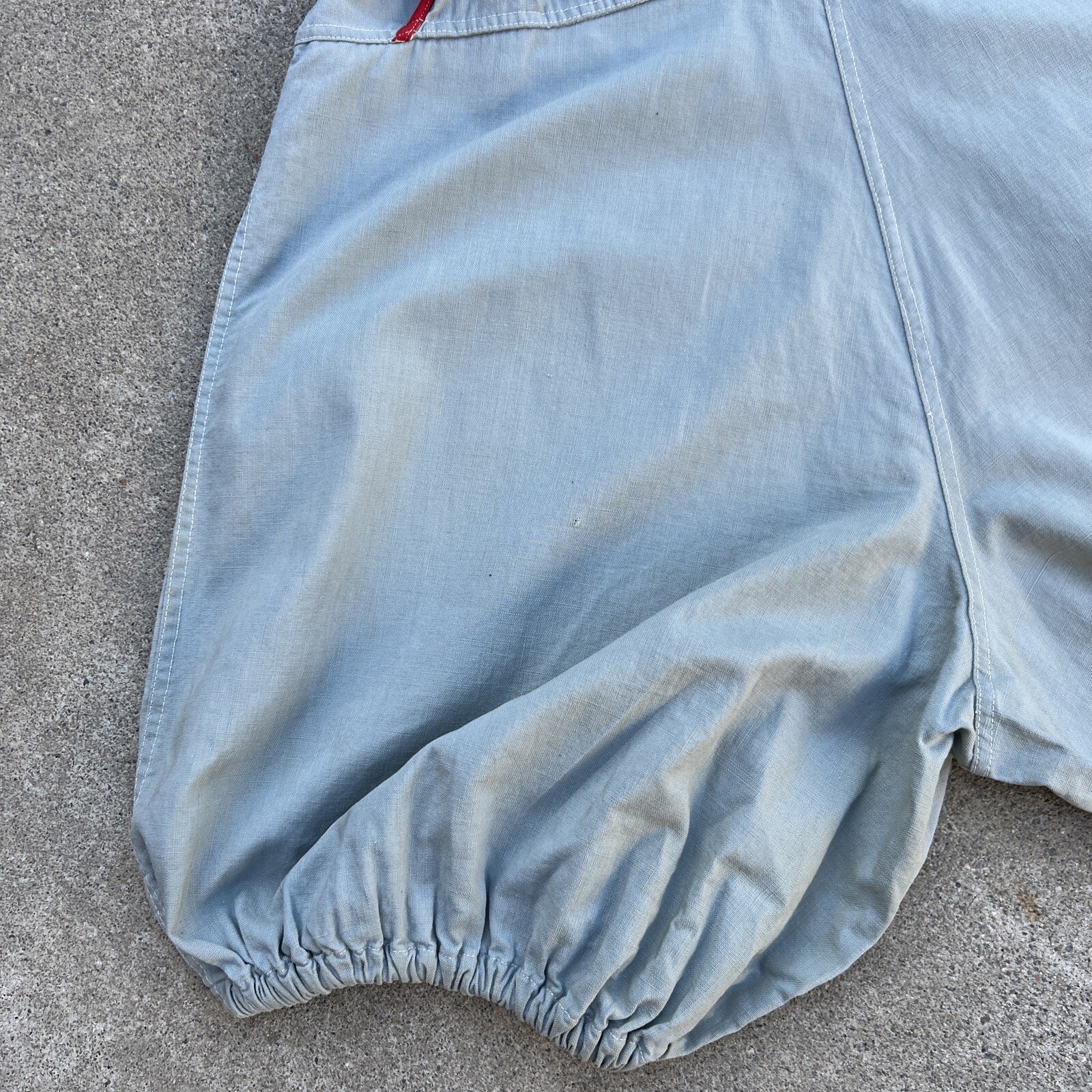 Vintage 1930s Blue Chambray Cotton Jumpsuit Playsuit Gym Outfit Romper Red Trim