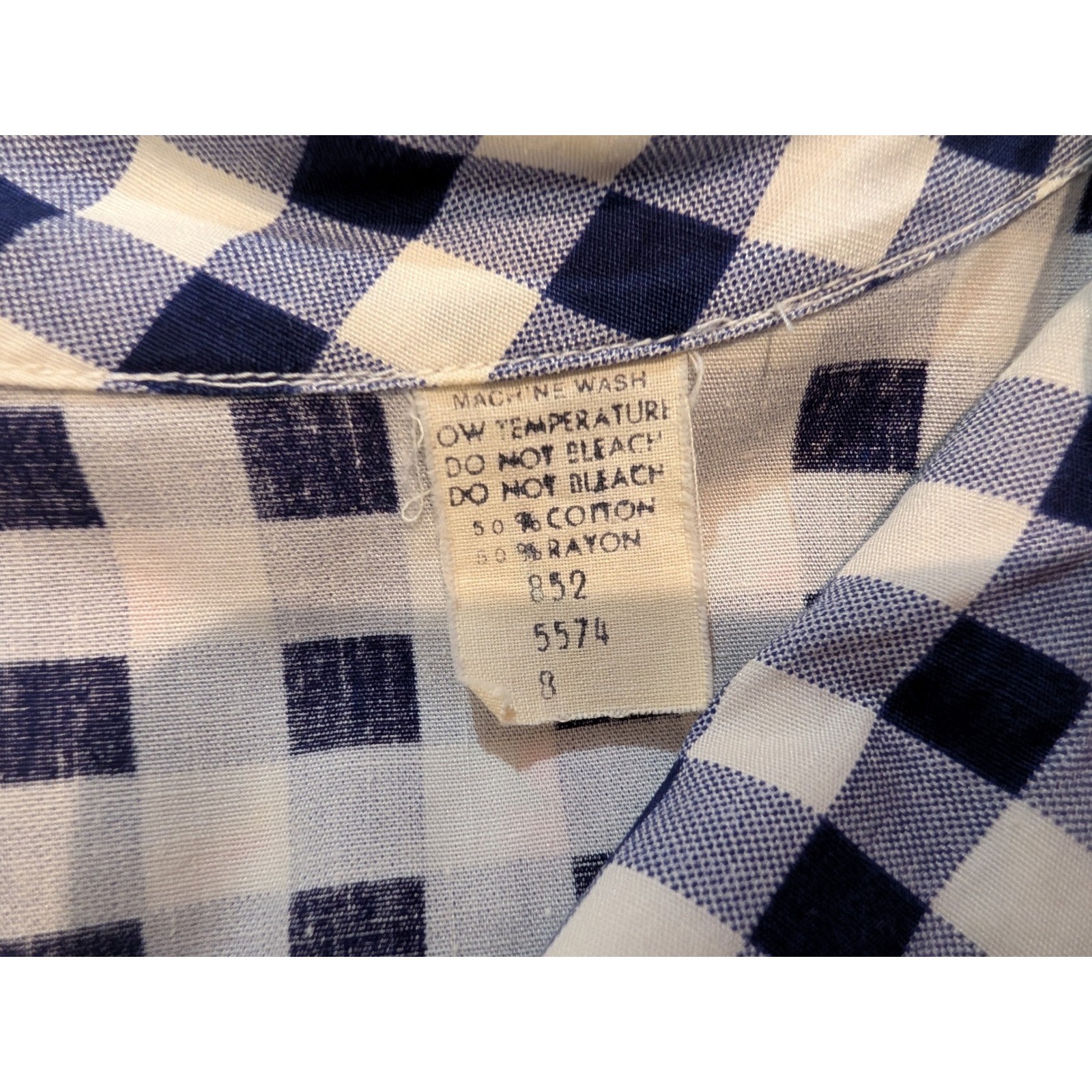 Vintage 70s Gingham Floral Maxi Shirt Dress Navy Blue White Red Belt Long Sleeve