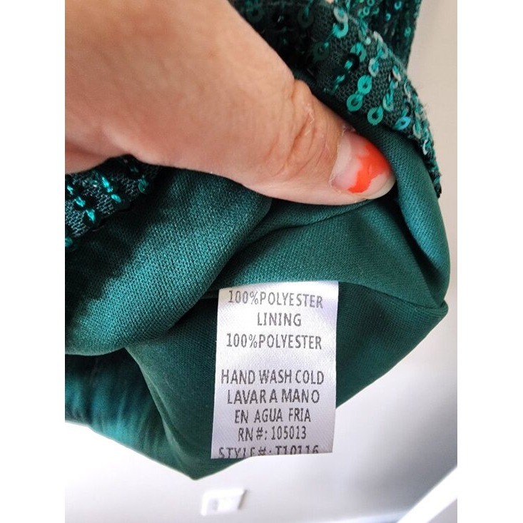 Andrée by Unit Blouse Emerald Green Sequin Long-Sleeve Party Top Size L
