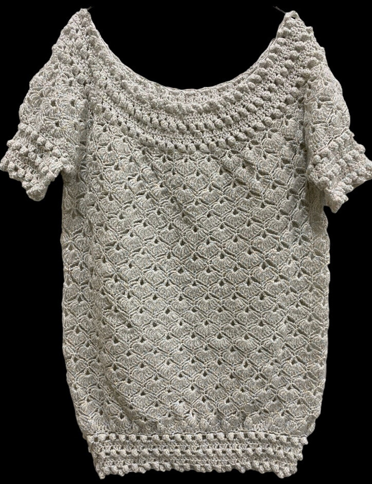 Vintage hand-made short dress or long top crochet. Please check measurements