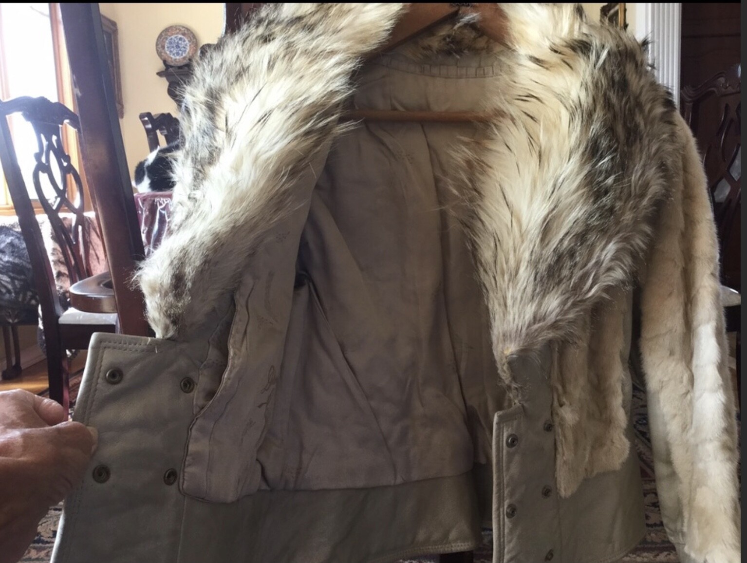 Vintage Mink Fur Leather Biker Jacket S/M