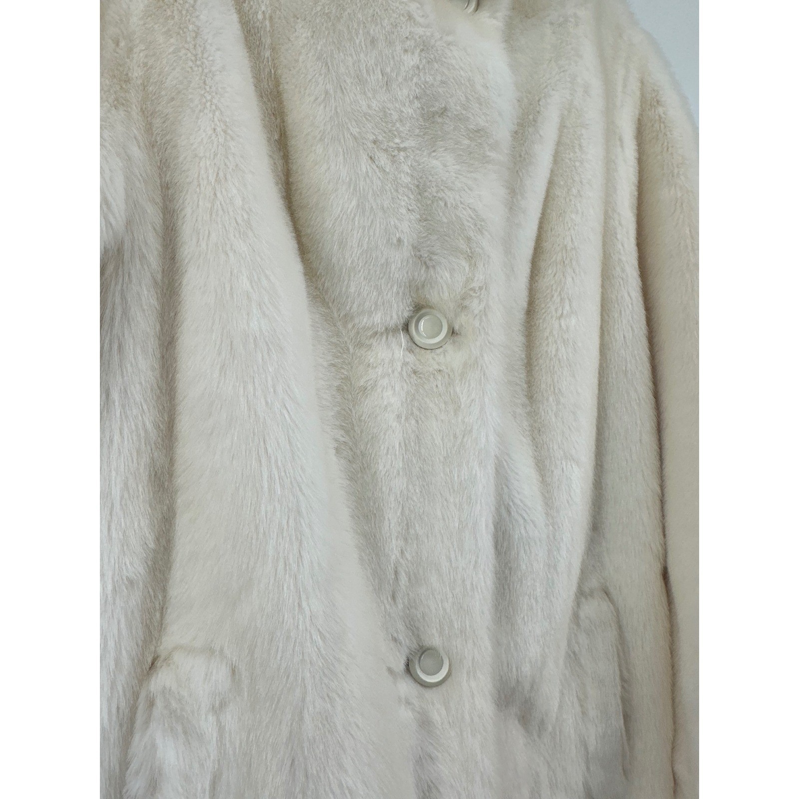 Vintage Gino Rossi Tissavel France Faux Fur Jacket Cream Made in England Women
