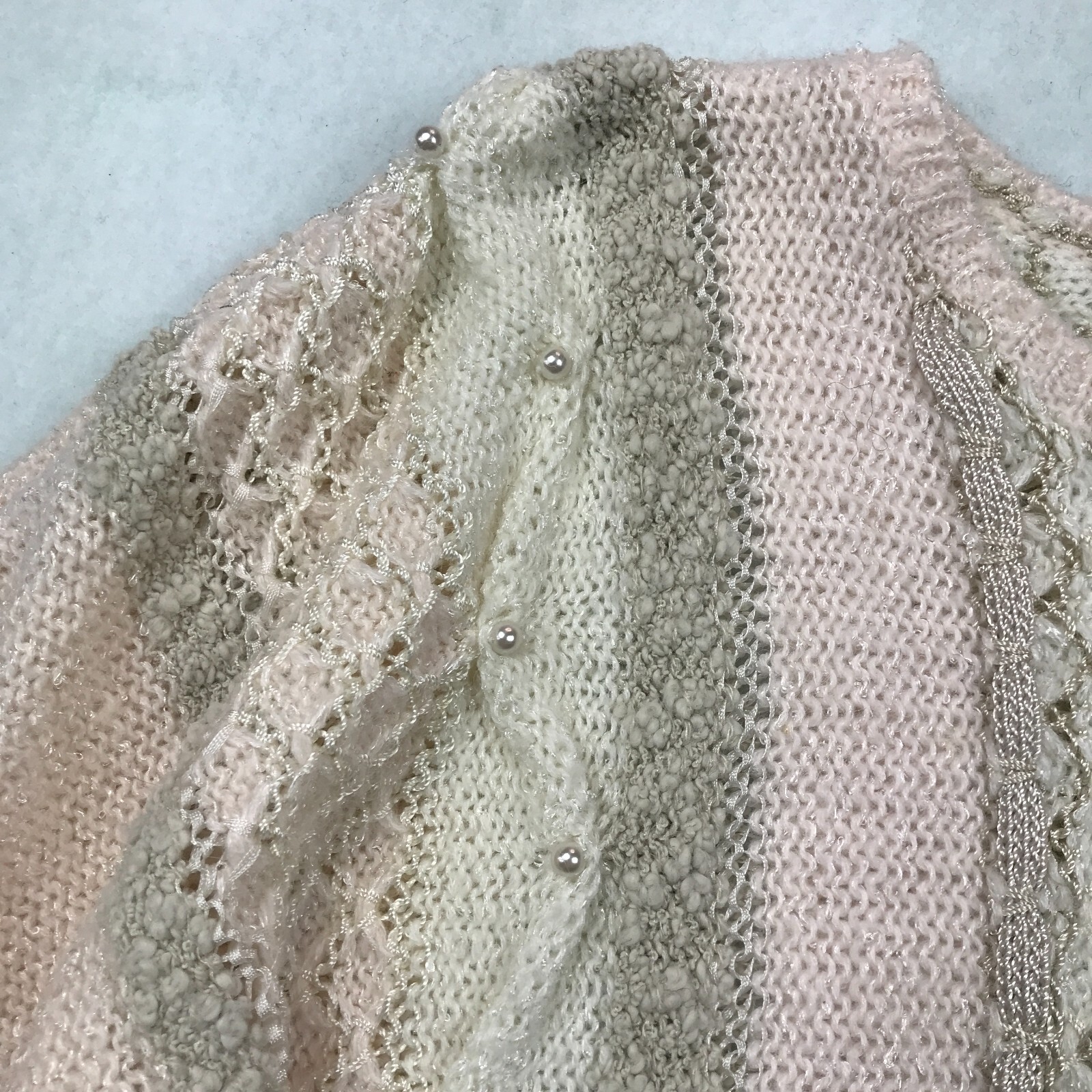 Vintage Sweater Womens Medium Short Dolman Sleeves Beaded 80s Beldoch Popper