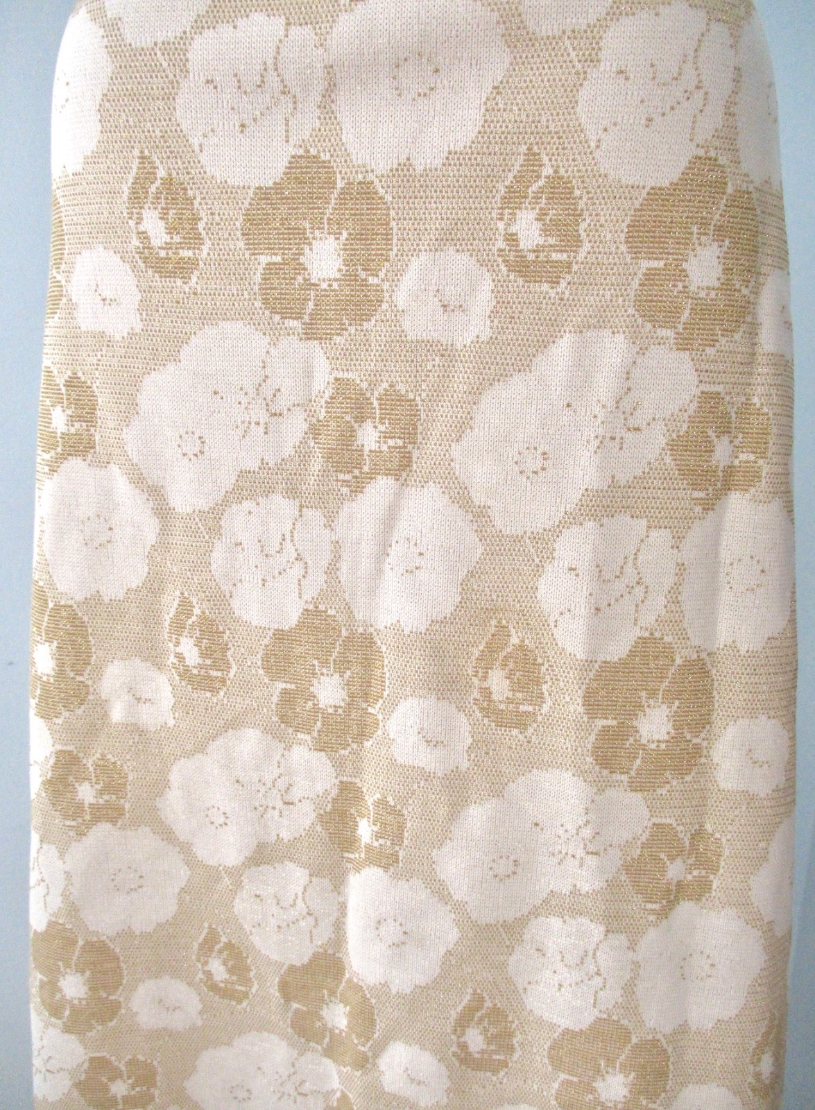 Vtg 70s sparkly metallic glitter gold floral maxi disco hostess skirt 11 / 12
