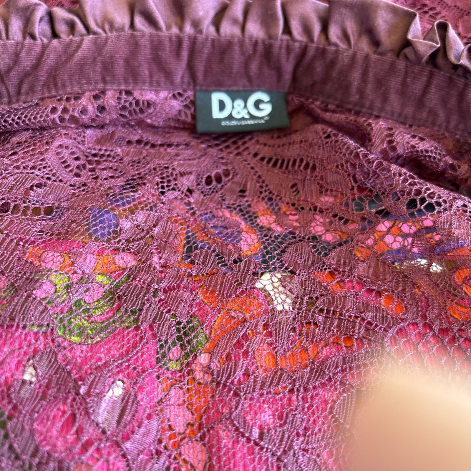 Vintage Dolce Gabbana D&G Silk Lace Mesh Long Sleeve Shirt Blouse Top Size 42