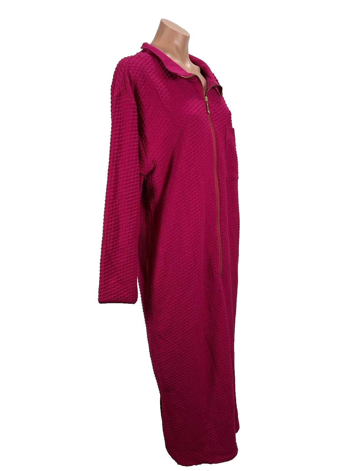 Vintage Go Softly Robe Womens Small Pink 80s Textured Housecoat Muumuu Kaftan