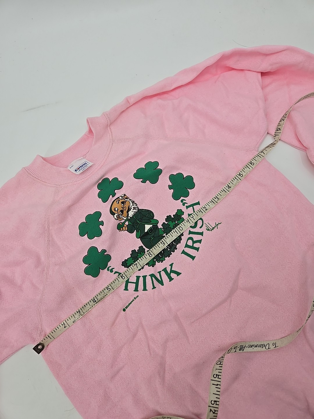 Vintage Deadstock 1980s Pink Sweatshirt, Think Irish, Hanes L 14-16 Womens Xs