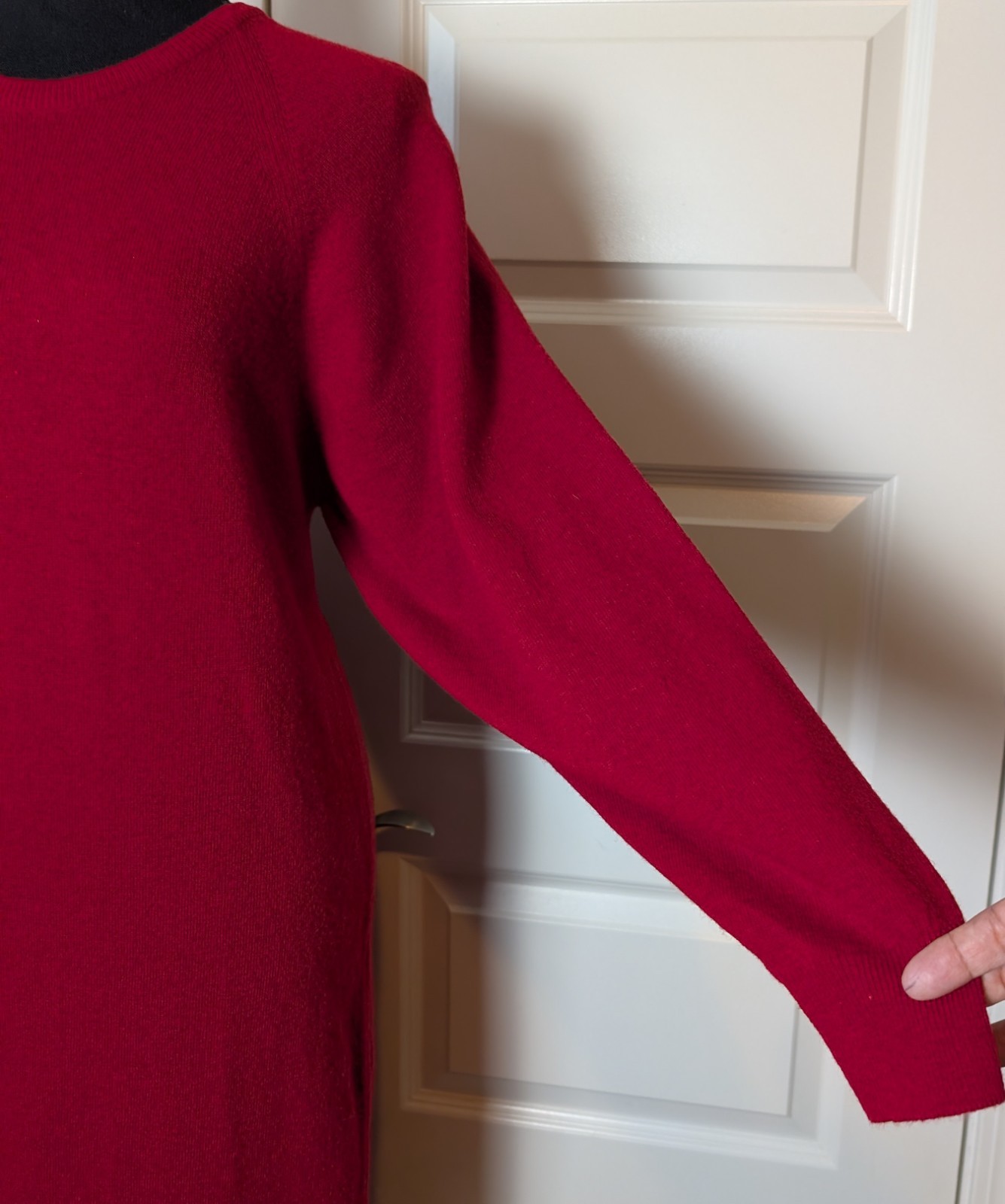 Vintage 80s The Scotch House Size S/M Sweater Dress Midi Red Lambswool Scotland