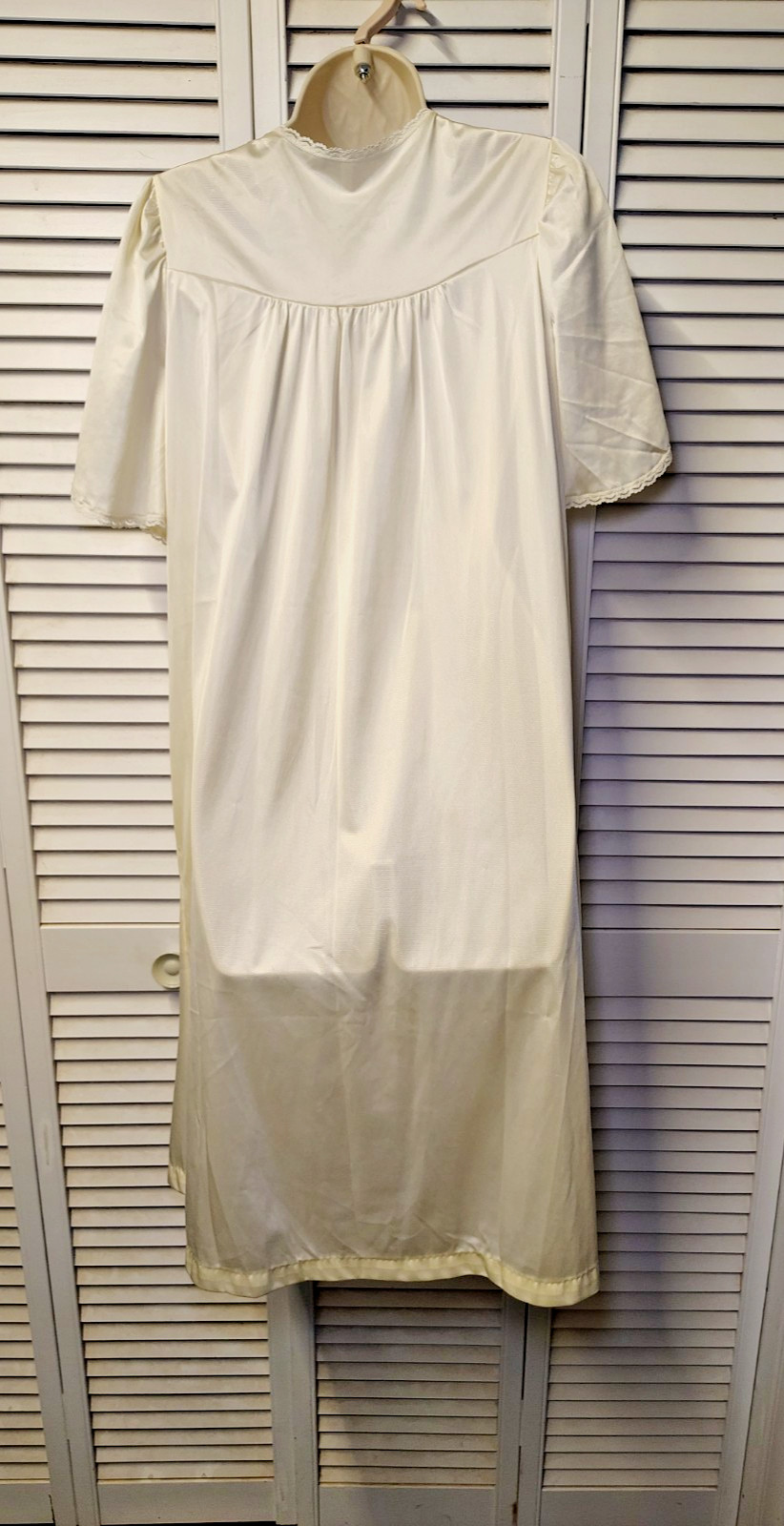 Vintage Dixie Bell Housecoat Womens M 36 Ivory Lace Button Front Pockets USA