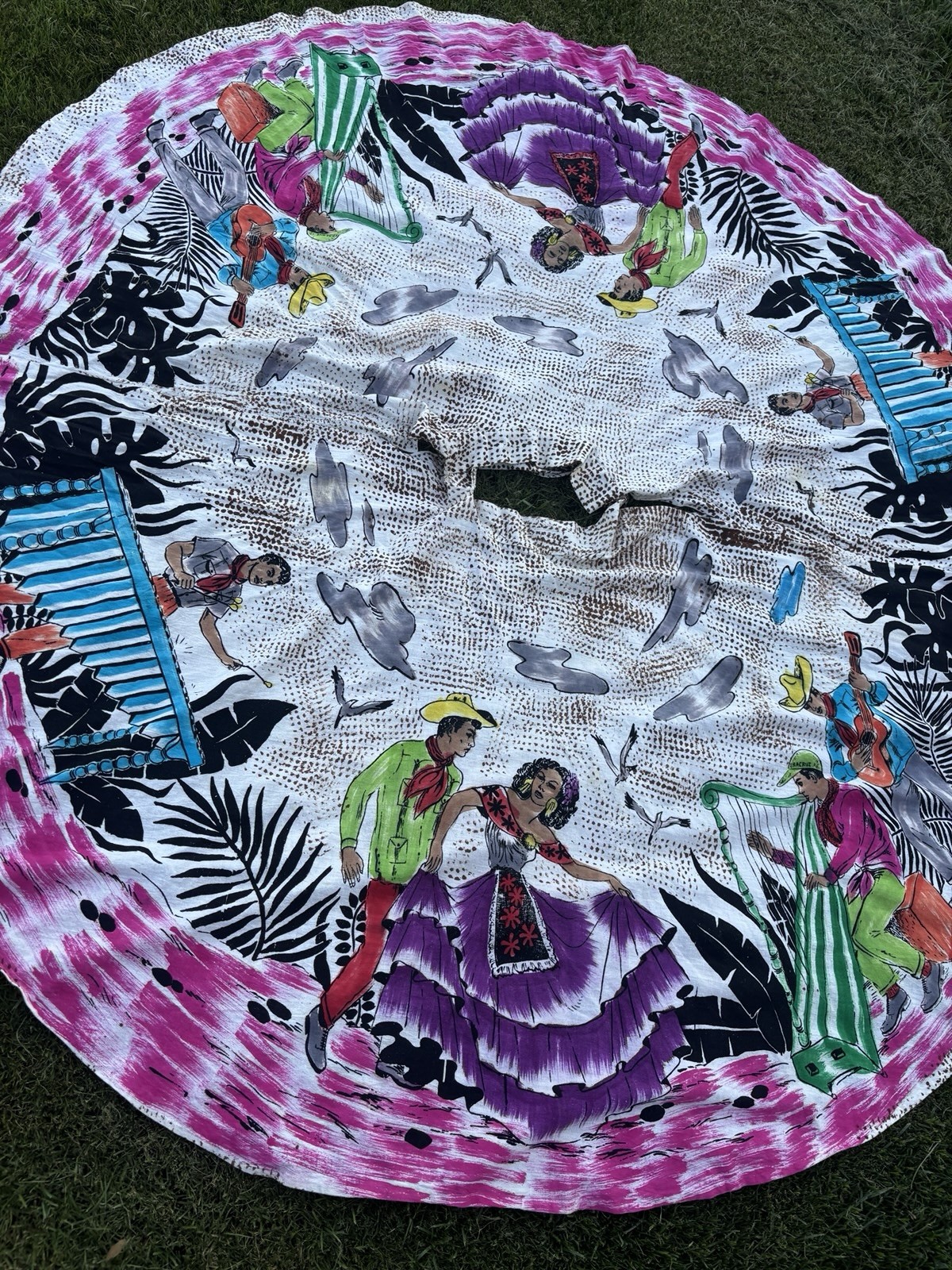 1950s Mexican Folk Wrap Skirt Full Circle Hand Painted