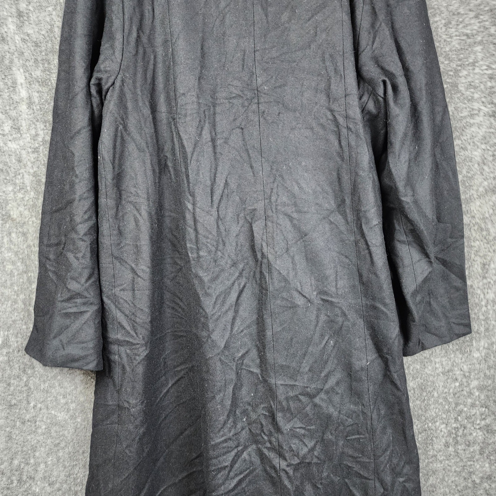 Harve Benard Wool Blend Coat Womens Black Vintage Long Button Front Trench