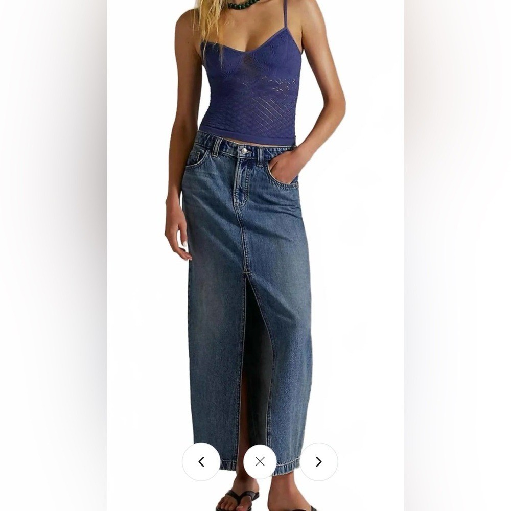 Free People $128 We The Free Maxi Denim Skirt Size 30 (size 8 or 10) NWT