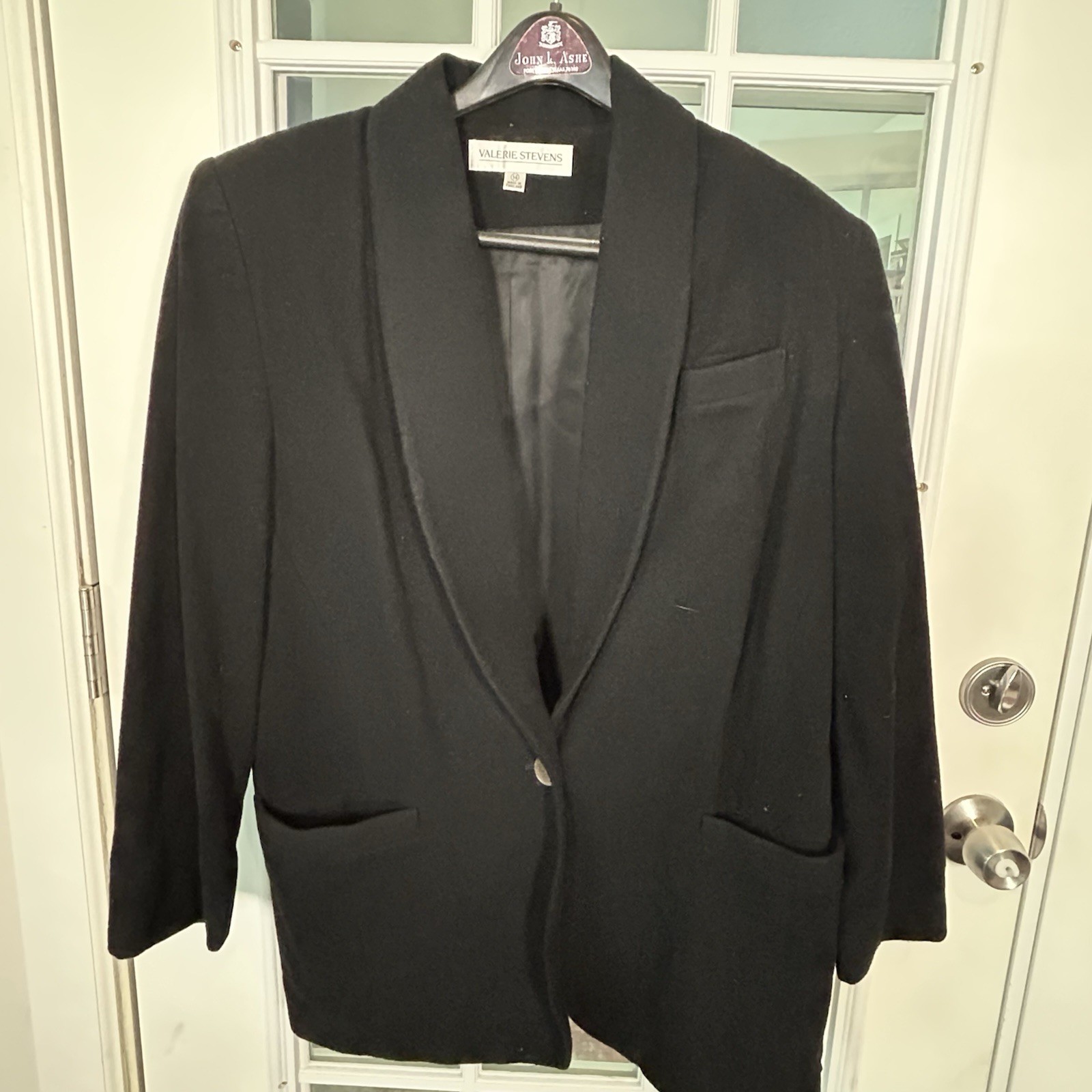 Vintage 90’s Valerie Stevens Wool Cashmere One Button Shawl Collar Blazer Sz 14