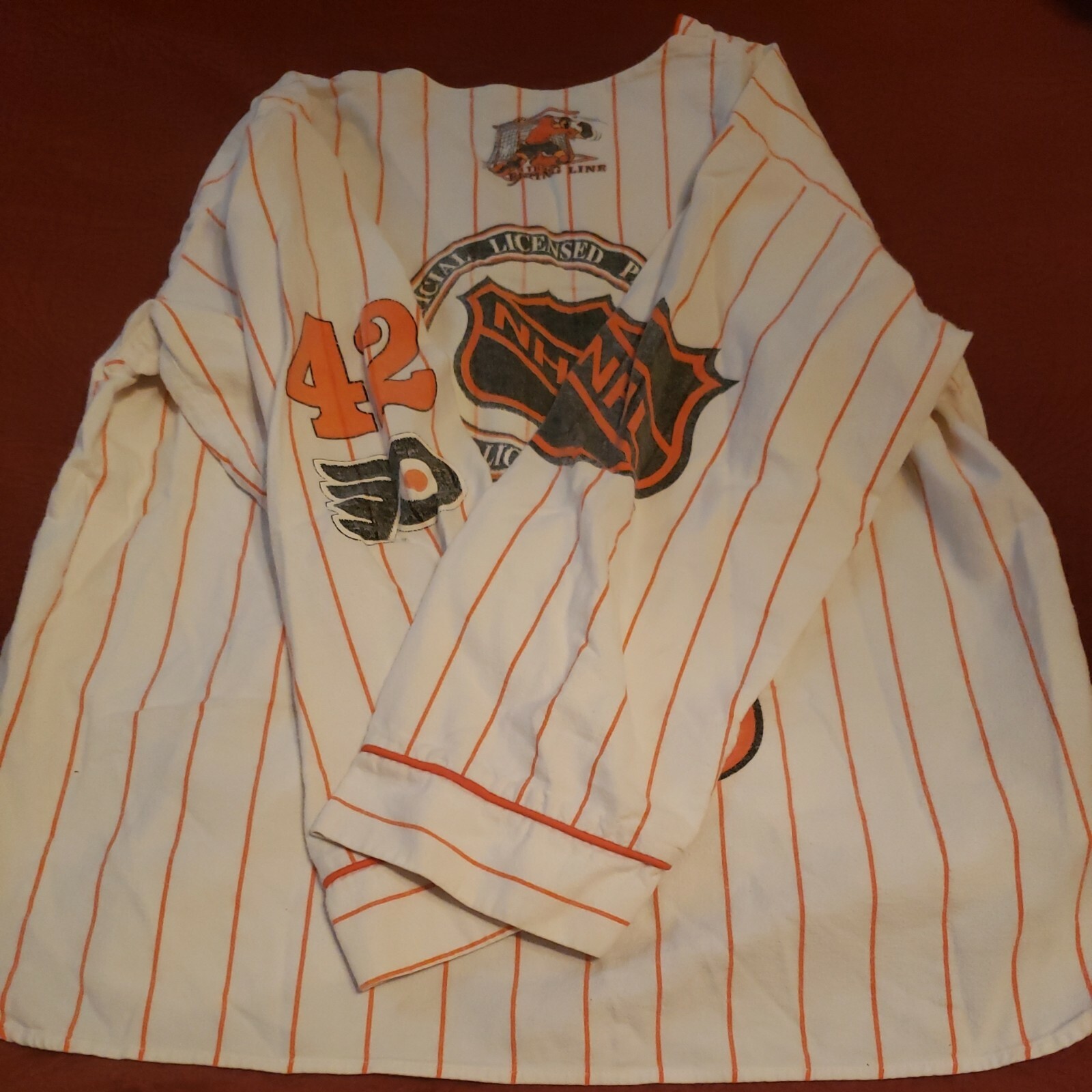 Vintage PHILADELPHIA FLYERS Esleep Co Ed Pajamas Size Lrg Very cool Retro set!