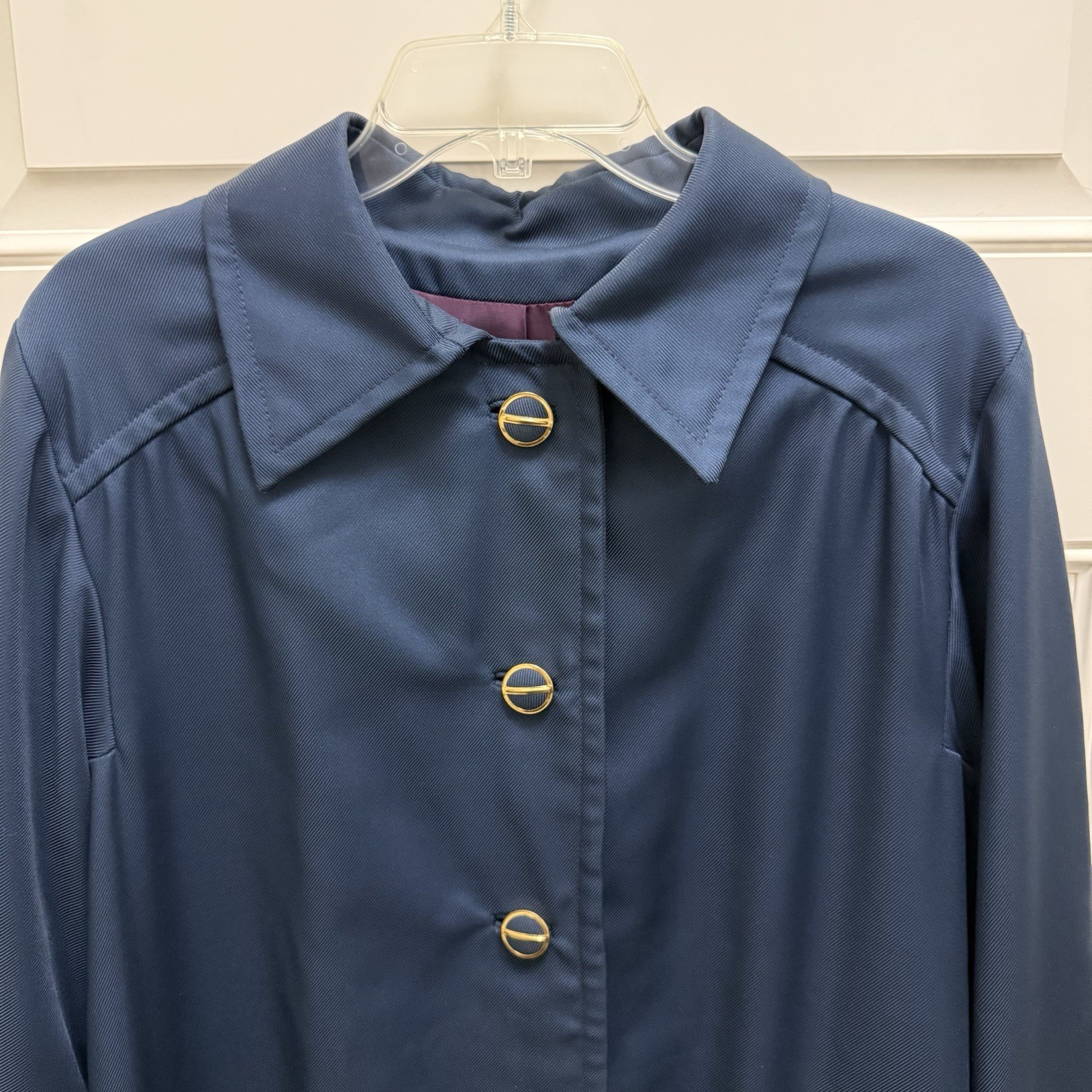 Vintage 70’s Count Romi Slate Blue Belted Trench Coat Size 18