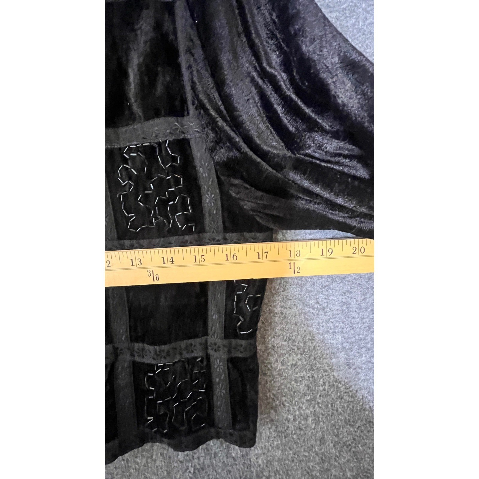 Passports Black Velvet Beaded Cropped Jacket Vintage 90s Whimsigoth Victorian S
