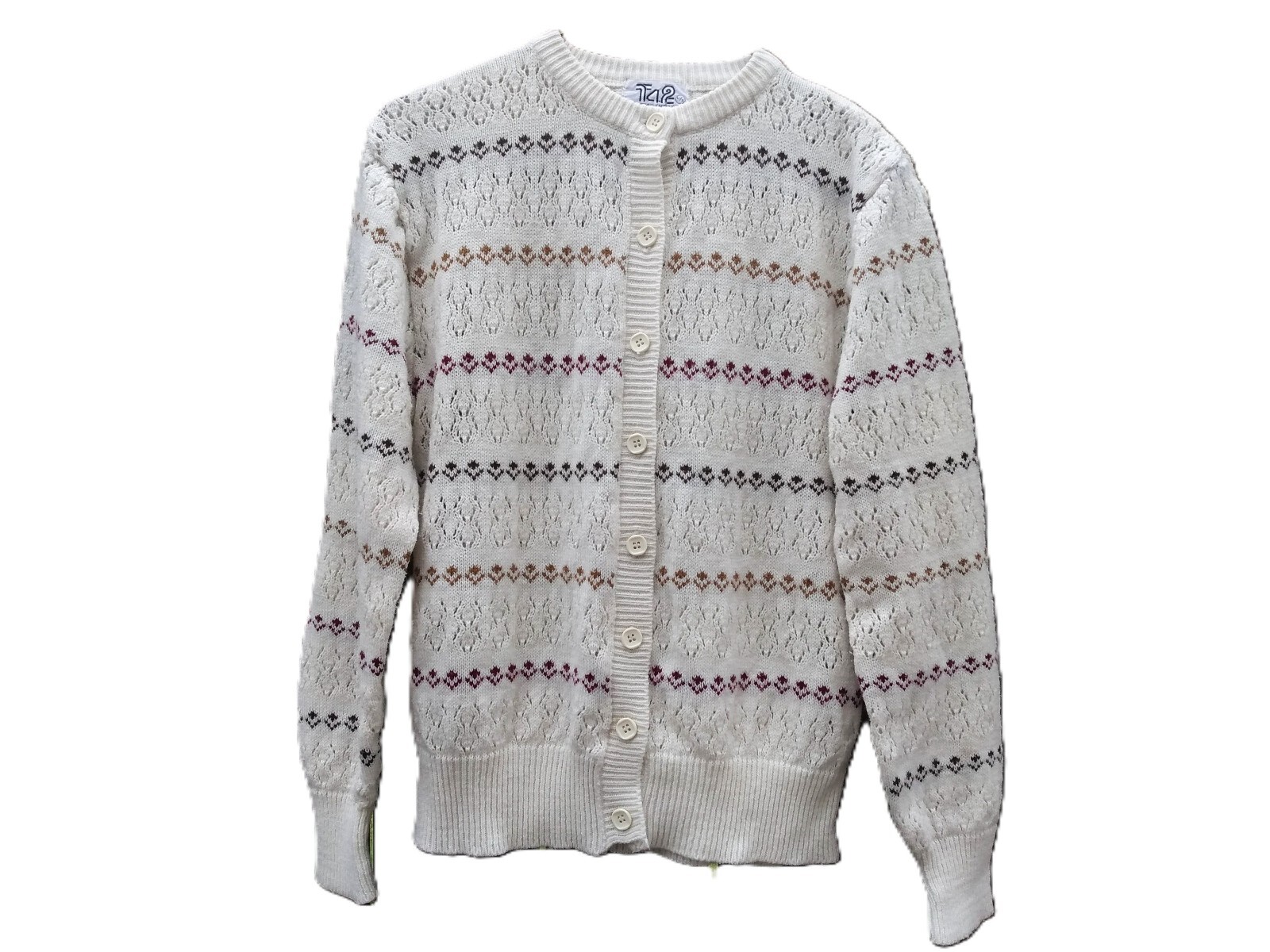 Vintage Cardigan Sweater Preppy Cottagecore 37″ Bust Acrylic Knit Made in Taiwan