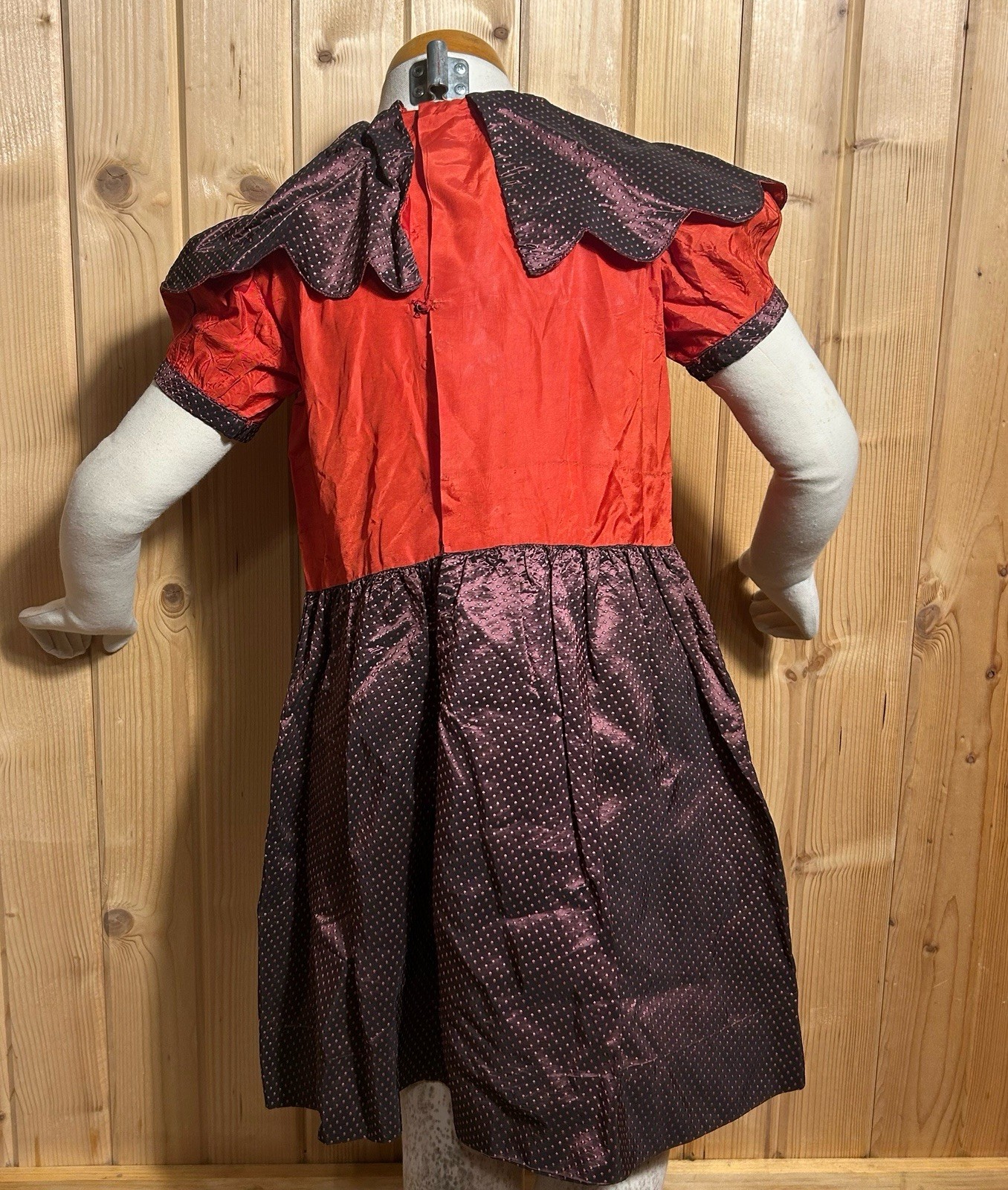 Vtg 50s Dress Set Mommy & Me Matching Plum Taffeta Party Fit Flare 28”W Girls 12
