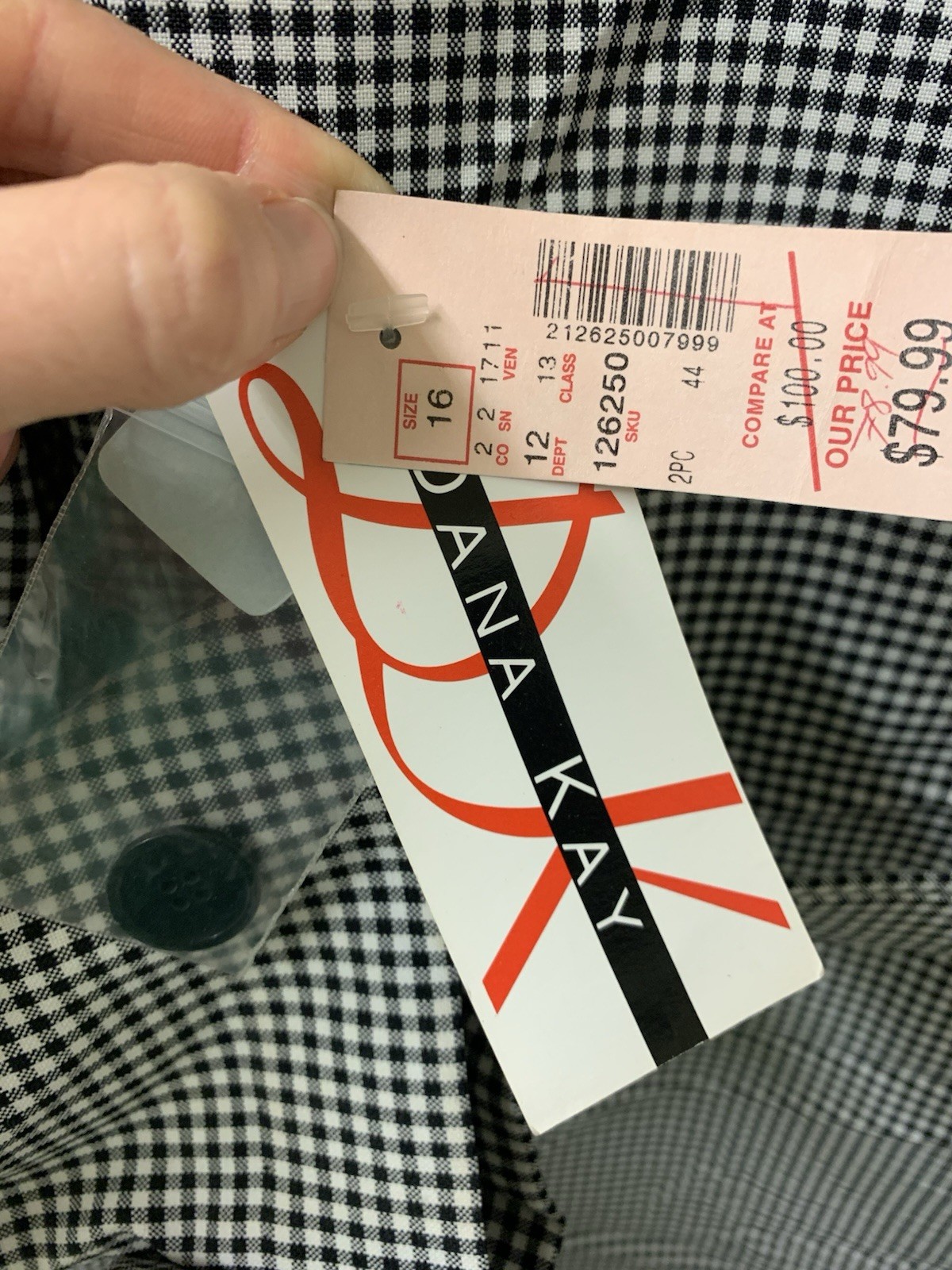 Vintage Black and White Checkered Jacket/ Midi Dress