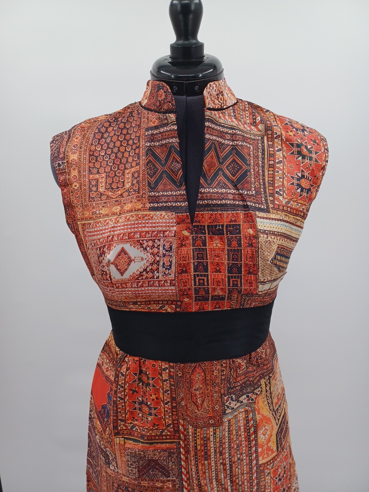 Vintage OOAK ! MOD Print 1960s 70s Handmade Hoffman California Boho Maxi Dress
