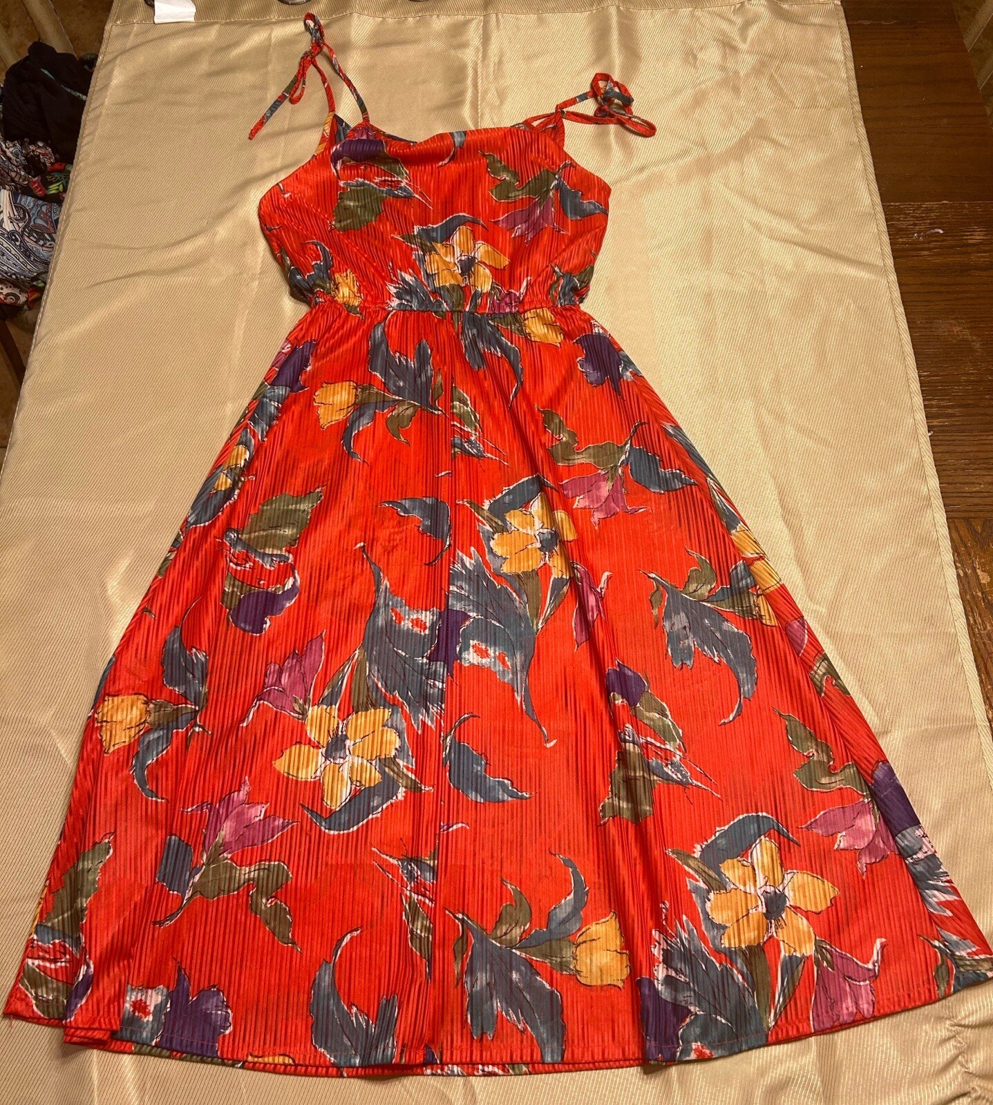 Byer Too! Women’s Red Vintage 70’s Floral Dress Size 10