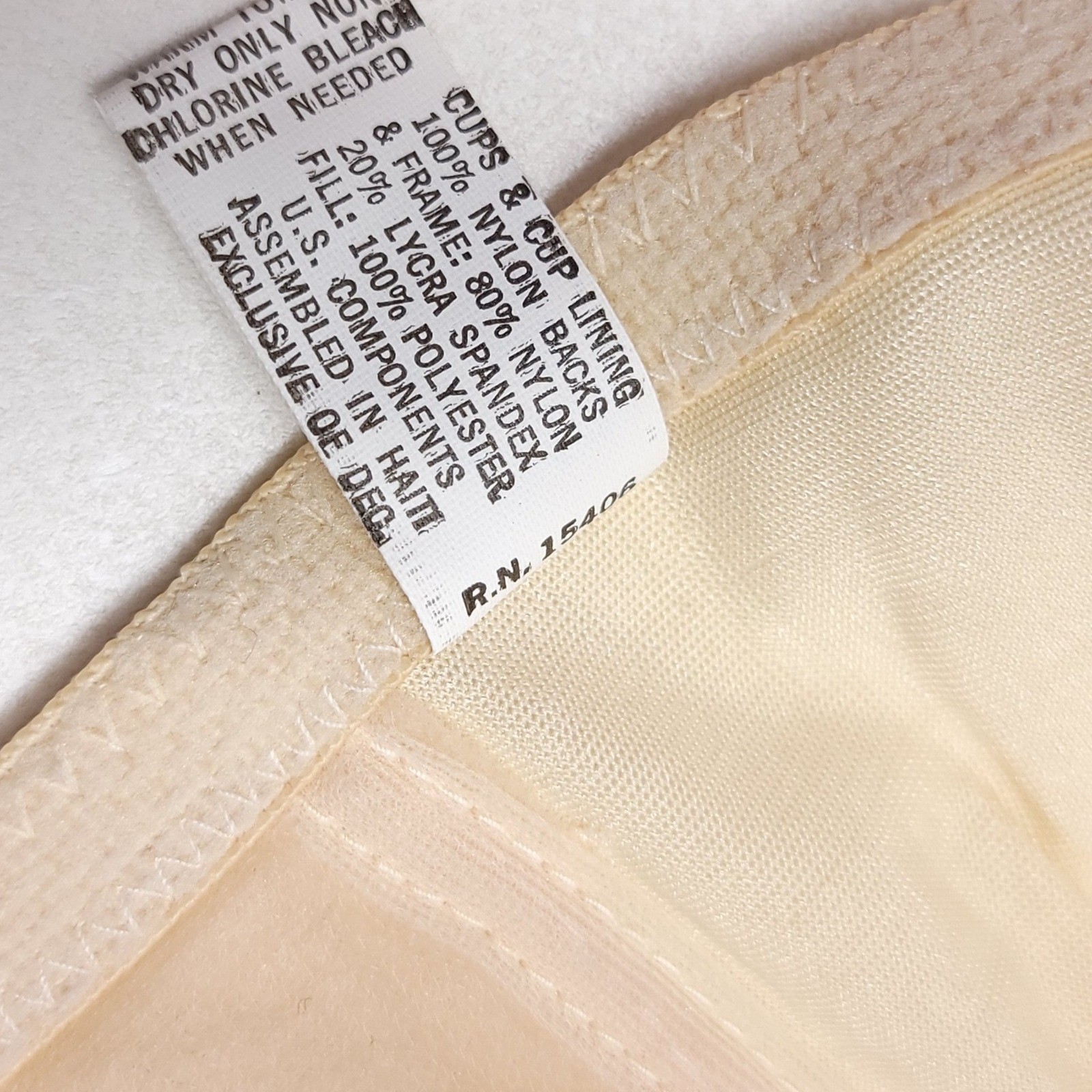 Delightform Vintage T-Back Front Clasp Bra Beige Lace Trim Size 40D NWT