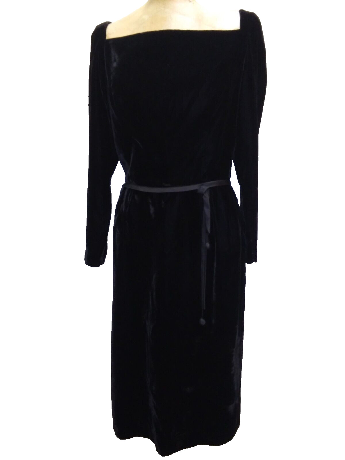 Vintage 1950’s 60’s Black Rayon Velvet Cocktail Dress Size Medium