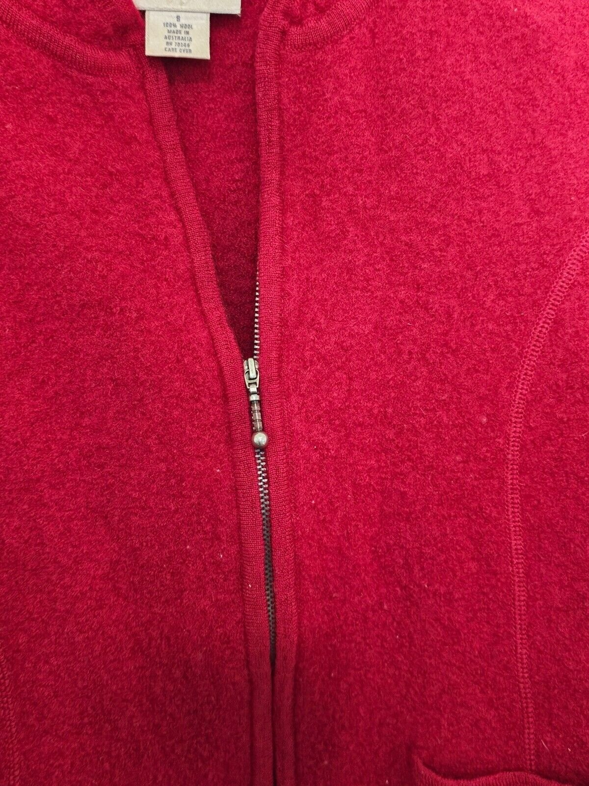 Vintage Studio Works Sweater 100% Wool Red Size S Small Zip Made in Australia