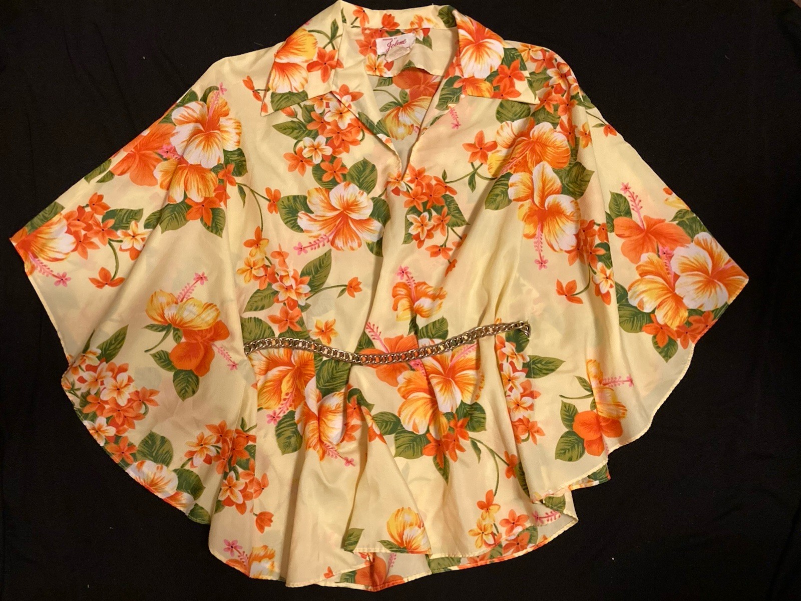 Vintage Hawaiian Belted Poncho Top One Size Fits All Fashions By Jolene Honolulu