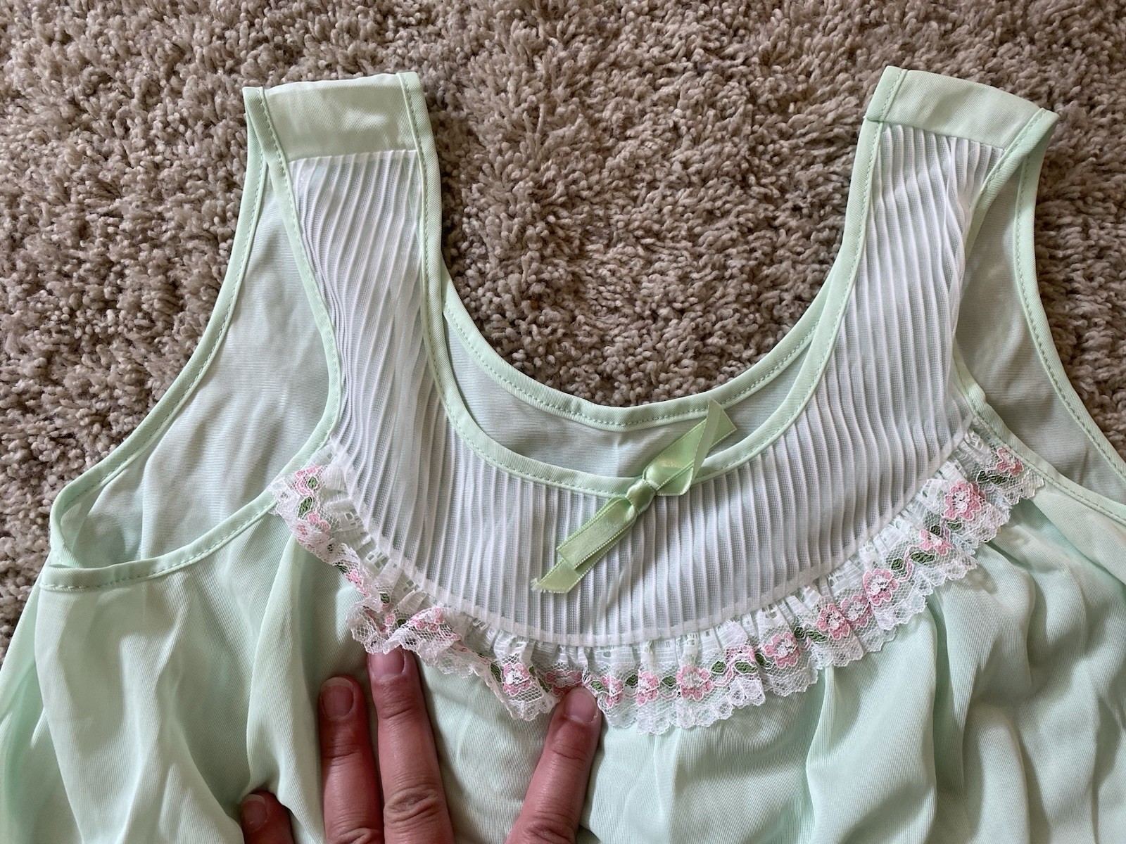 VTG Sears Mint Green Nightgown Babydoll Lingerie Matching Panty Set Sz Medium 36