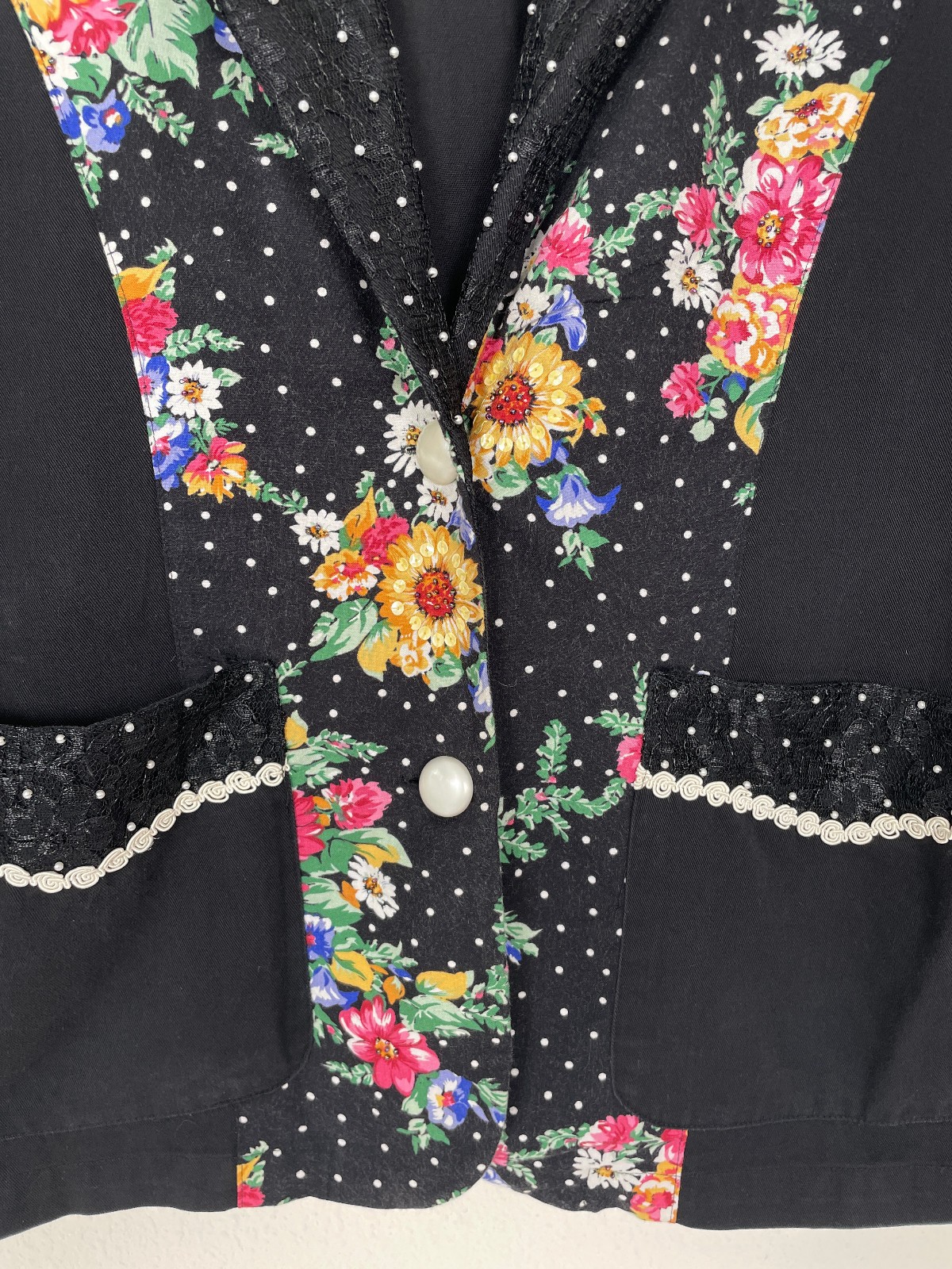 Vtg 80s 90s LACY AFTERNOON Jacket Mary Engelbreit Style Embellished Cottagecore